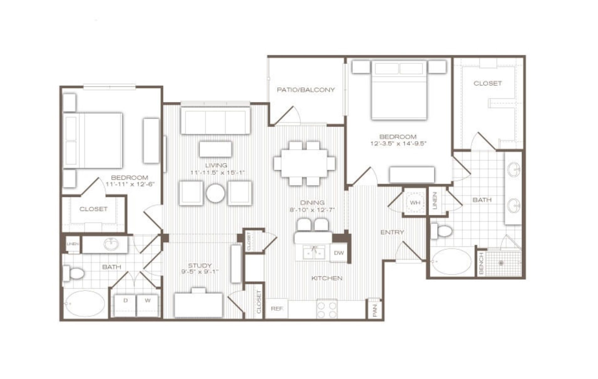 400 McGowen Street, #2108, Houston, TX 77006 1375 SQ FT.