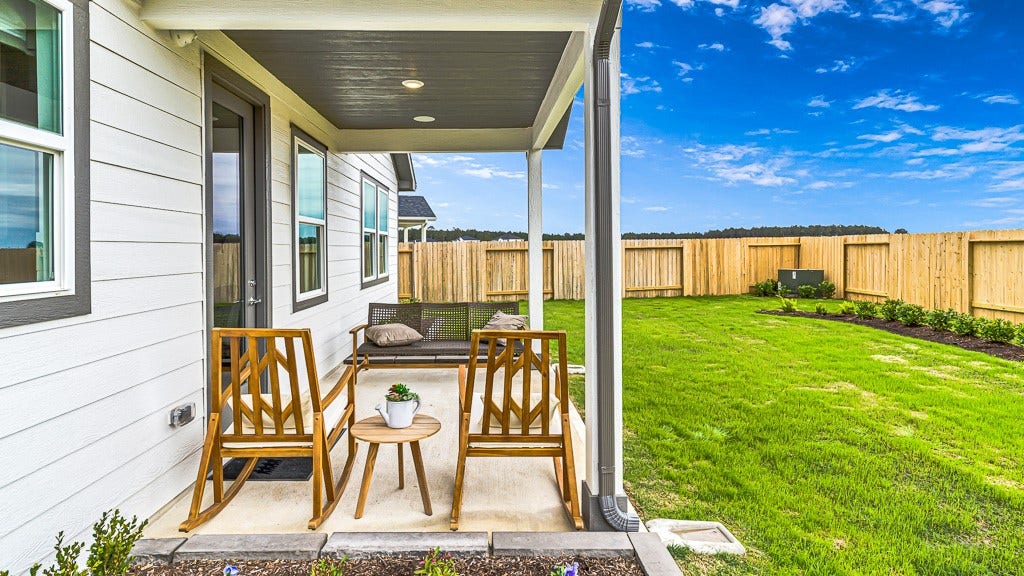 7338 Grand Mason Drive, Cypress, TX 77433 Painted slatted ceiling with recessed lighting adds upscale style to lanai.