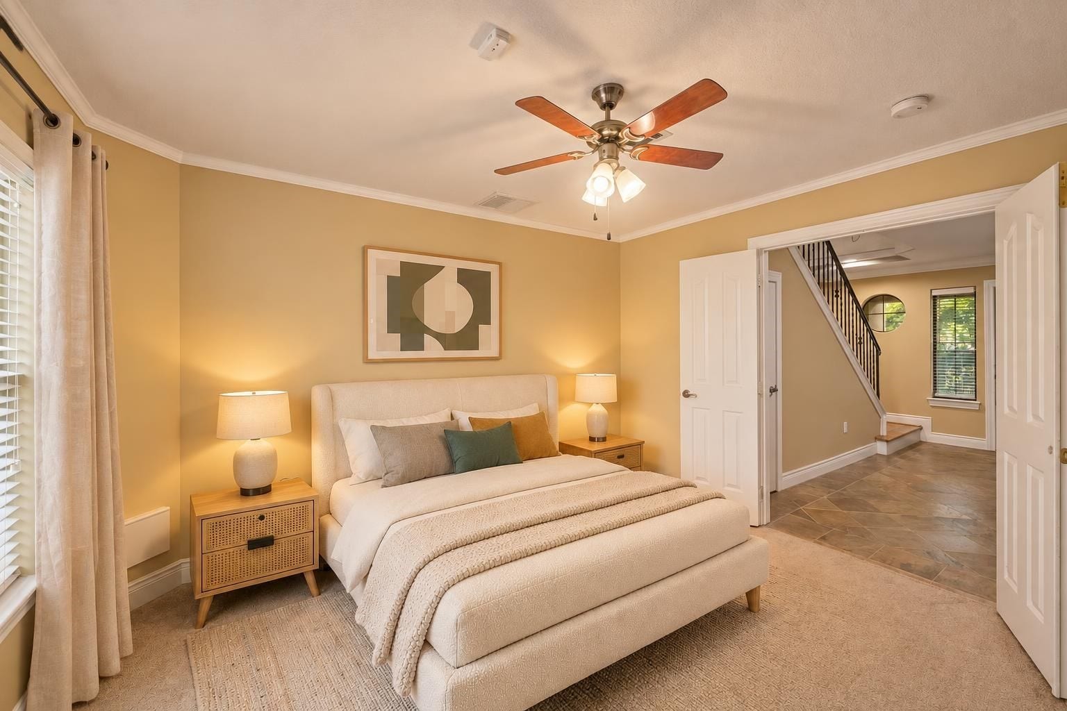 2604 Chenevert Street, Houston, TX 77004 The first floor bedroom is the perfect guest suite with an en-suite bath and beautiful french doors - Virtually staged