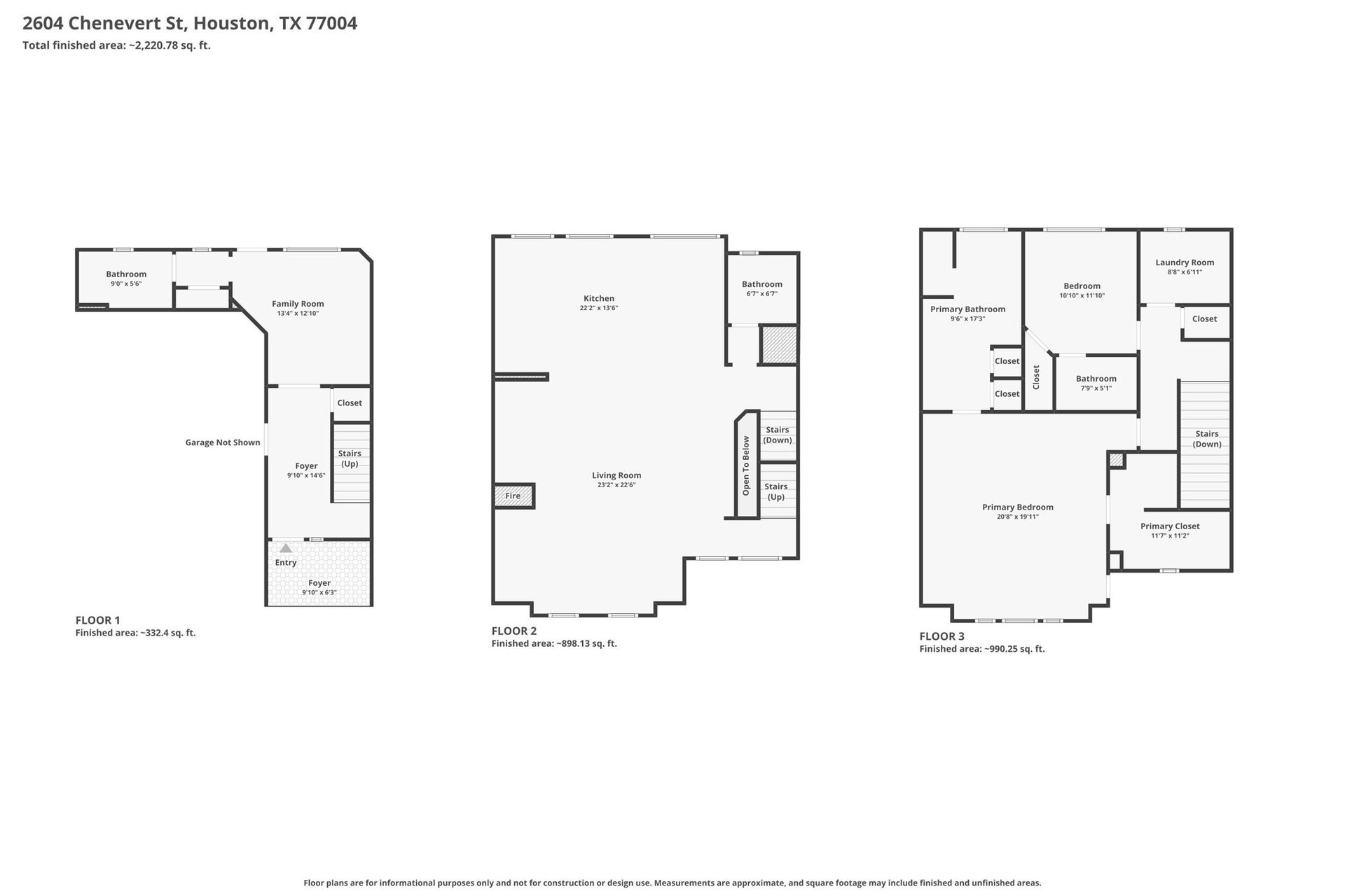 2604 Chenevert Street, Houston, TX 77004 Combined floor plan