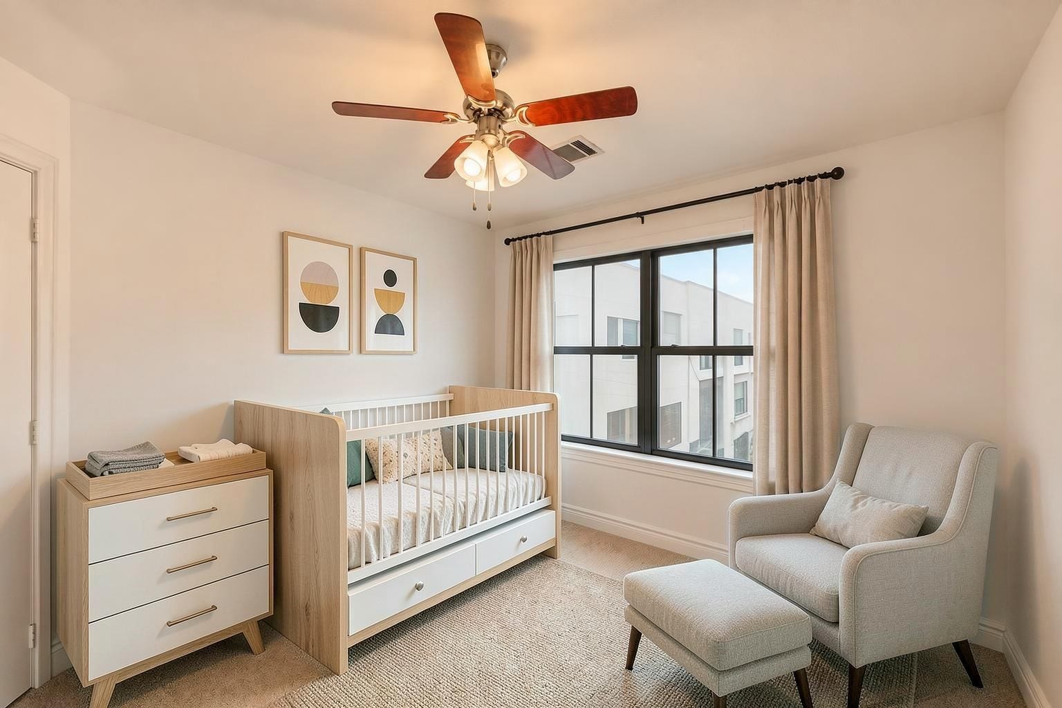 2604 Chenevert Street, Houston, TX 77004 The secondary bedroom on the top floor is right across from the primary making it an excellent nursing room - Virtually staged