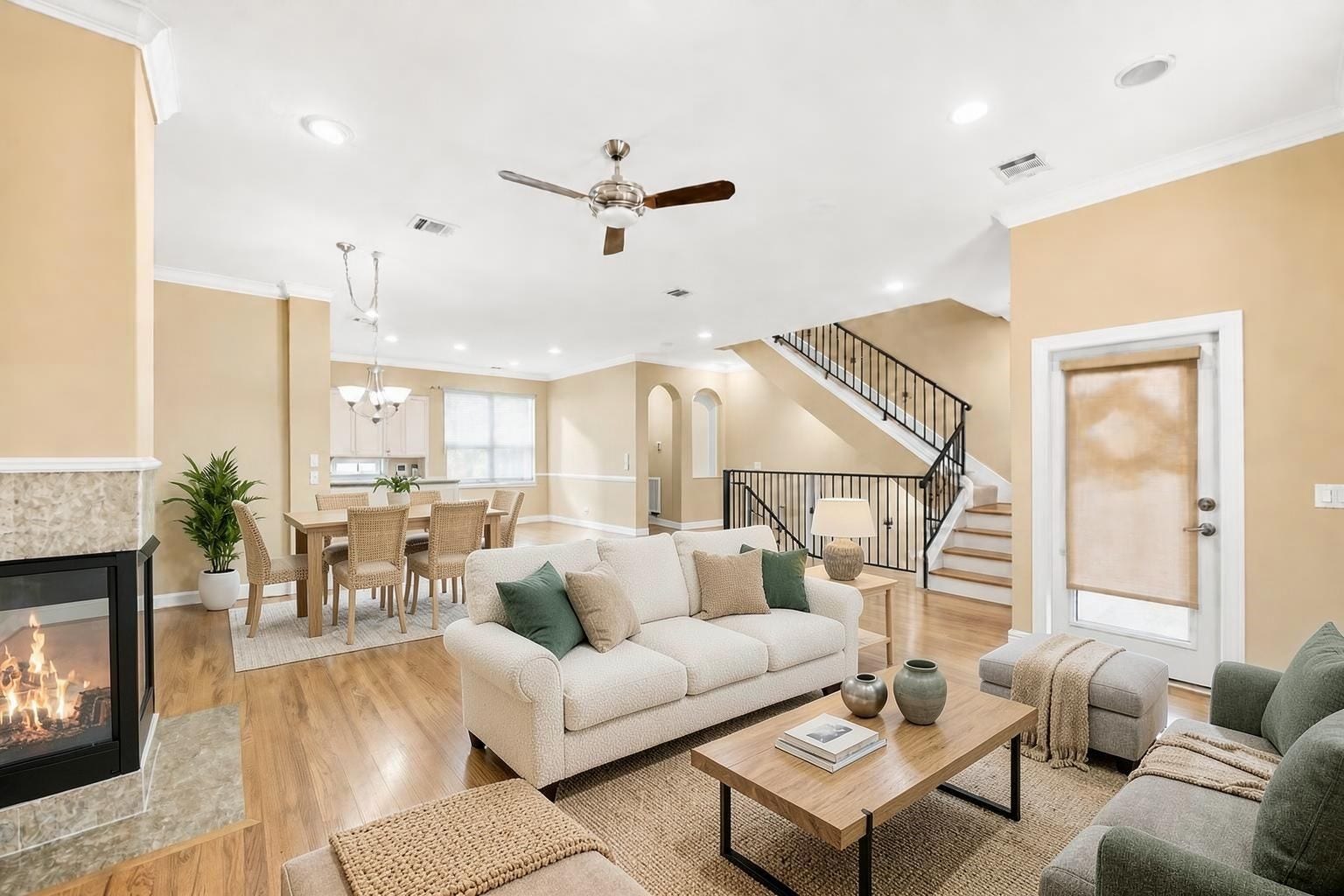 2604 Chenevert Street, Houston, TX 77004 The open concept second floor combines all the living areas seamlessly - Virtually staged