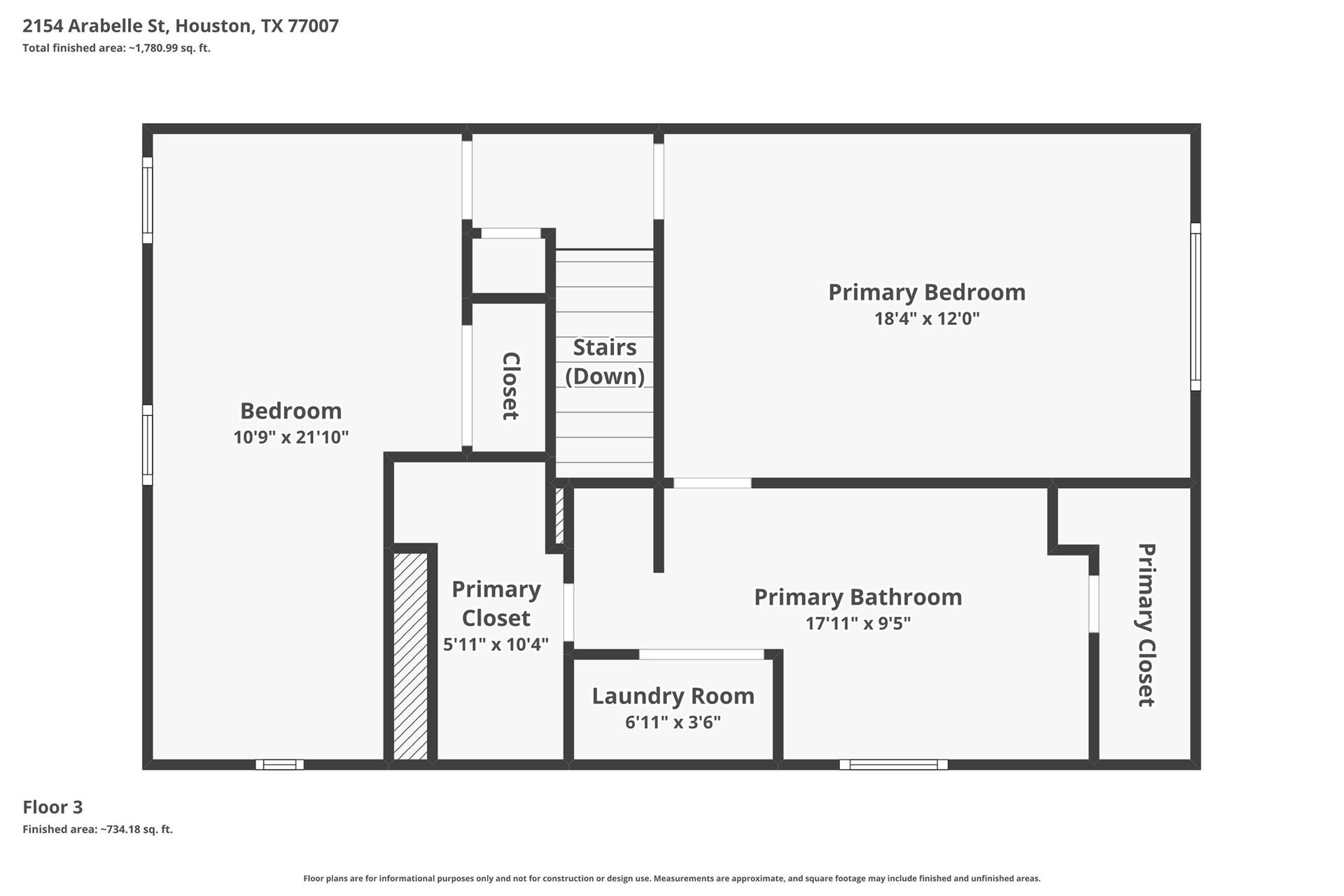 2154 Arabelle Street, Houston, TX 77007 Floor plan - 3rd floor