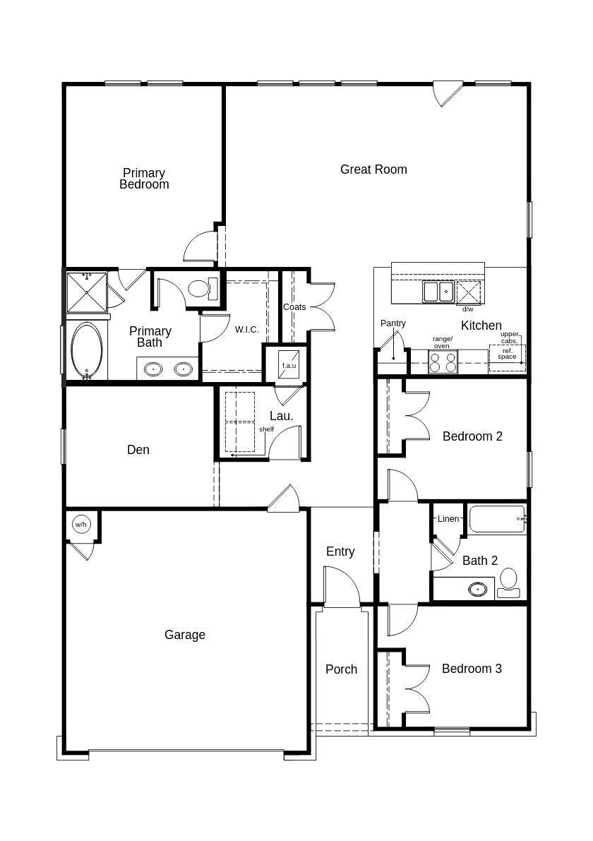 This floor plan features 3 bedrooms, 2 full baths, and over 1,600 square feet of living space.