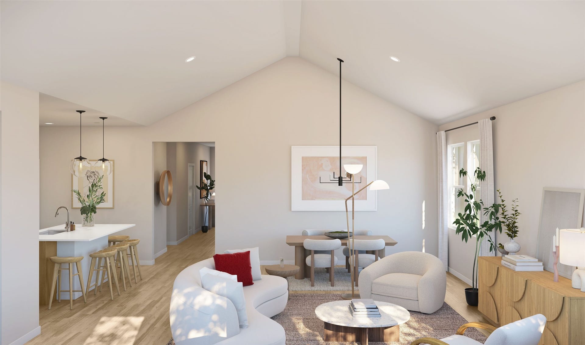 Open great room (*Artist rendering used for illustration purposes only. Colors/finishes may differ from the ones currently selected in the home.)