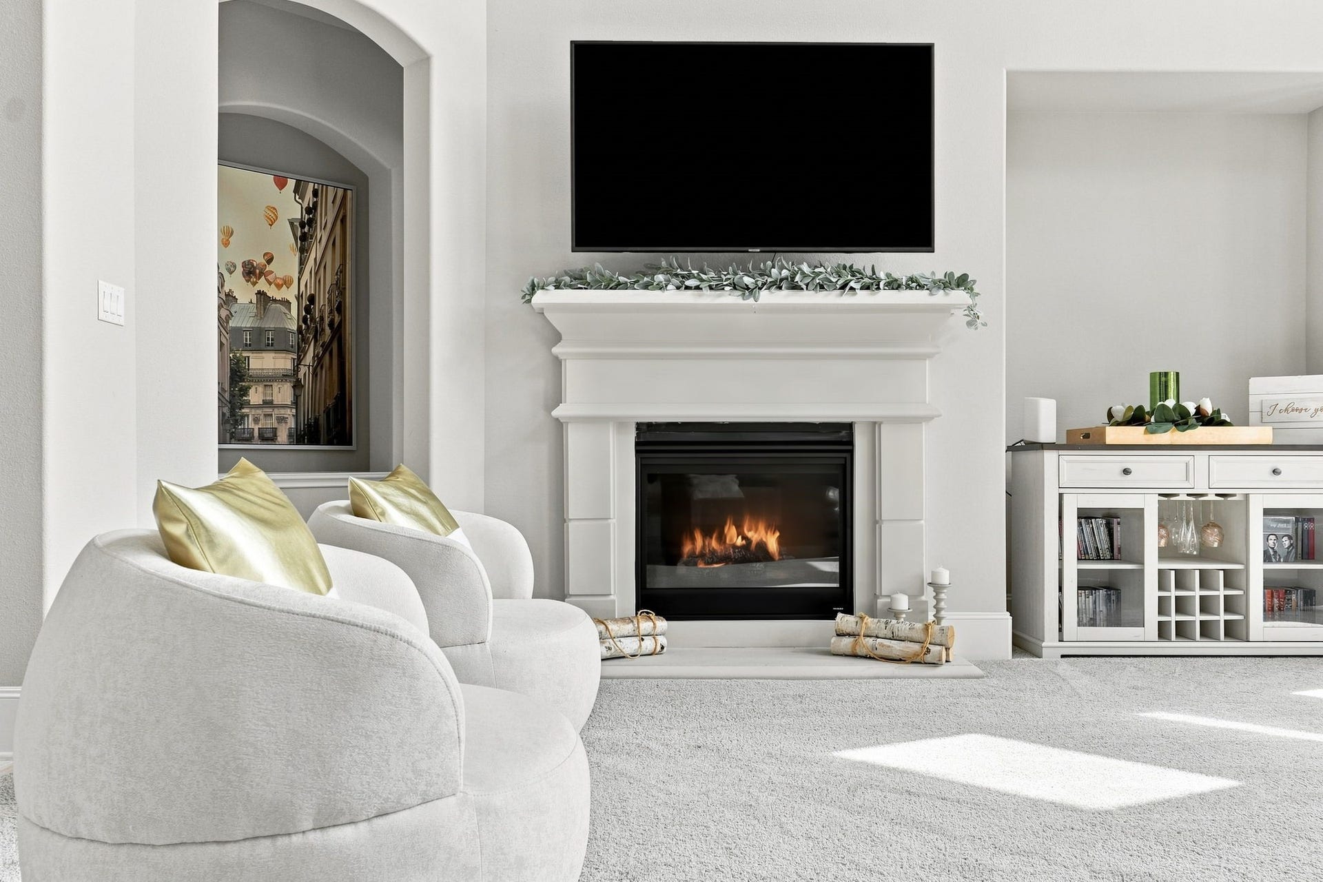30719 Barred Owl Way, Fulshear, TX 77423 A beautiful fireplace with an elegant mantel creates a striking focal point for the room.