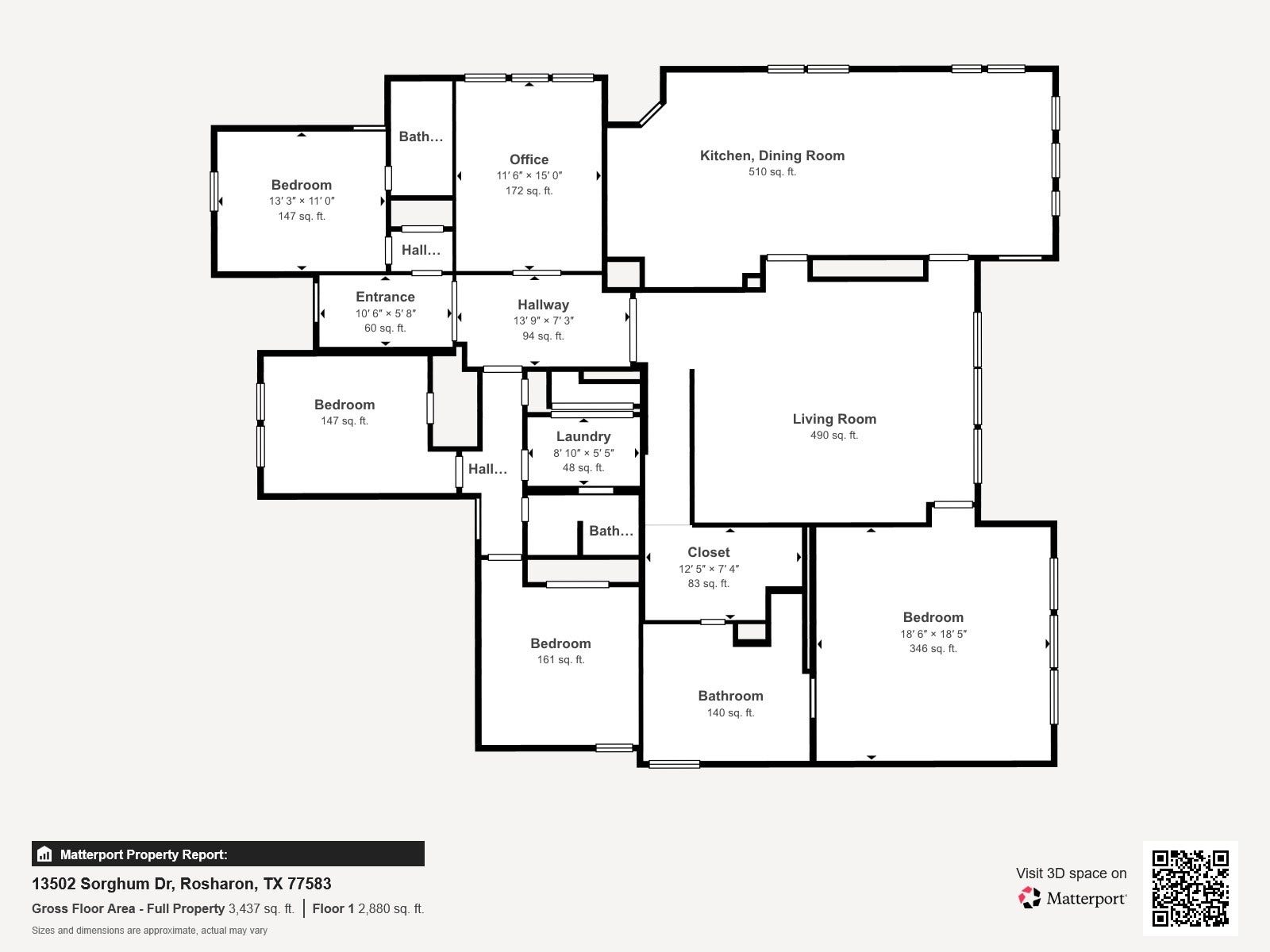 13502 Sorghum Drive, Rosharon, TX 77583 First level floor plan