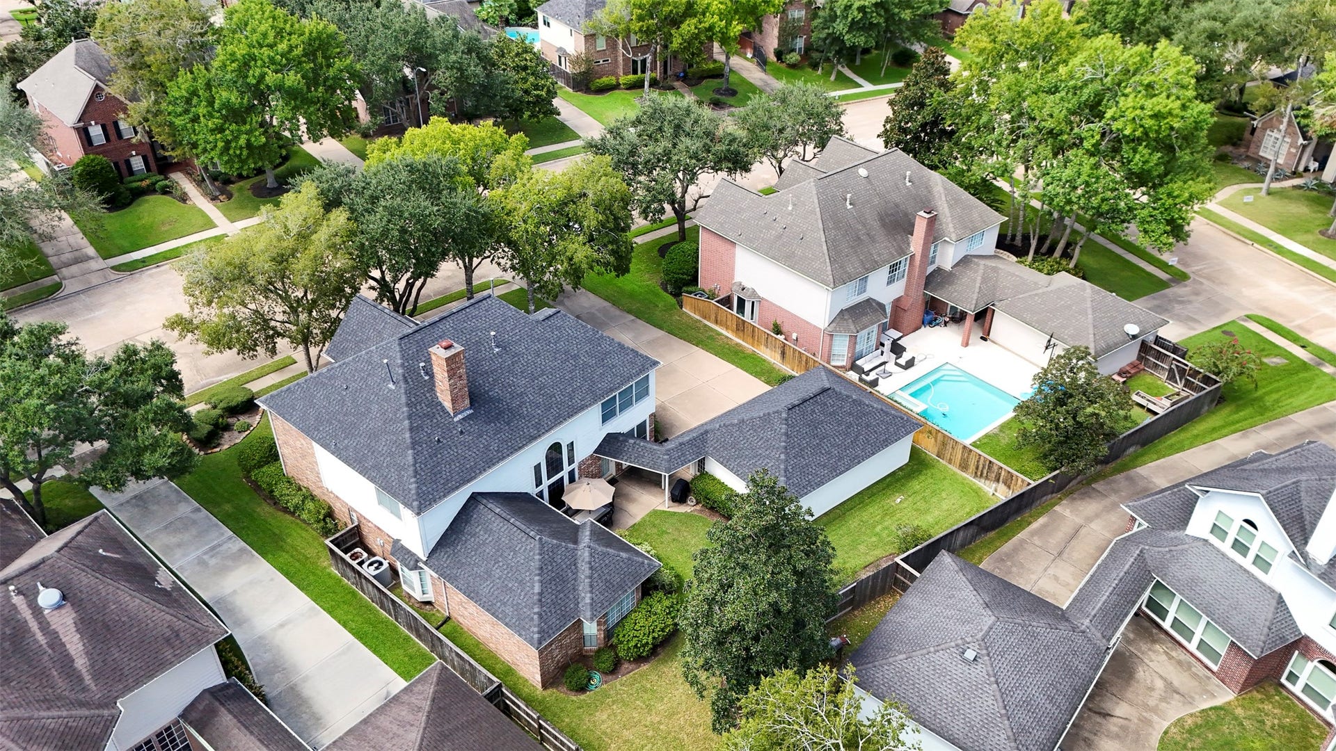 1414 Forest Bend, Sugar Land, TX 77479 Aerial view of the home.