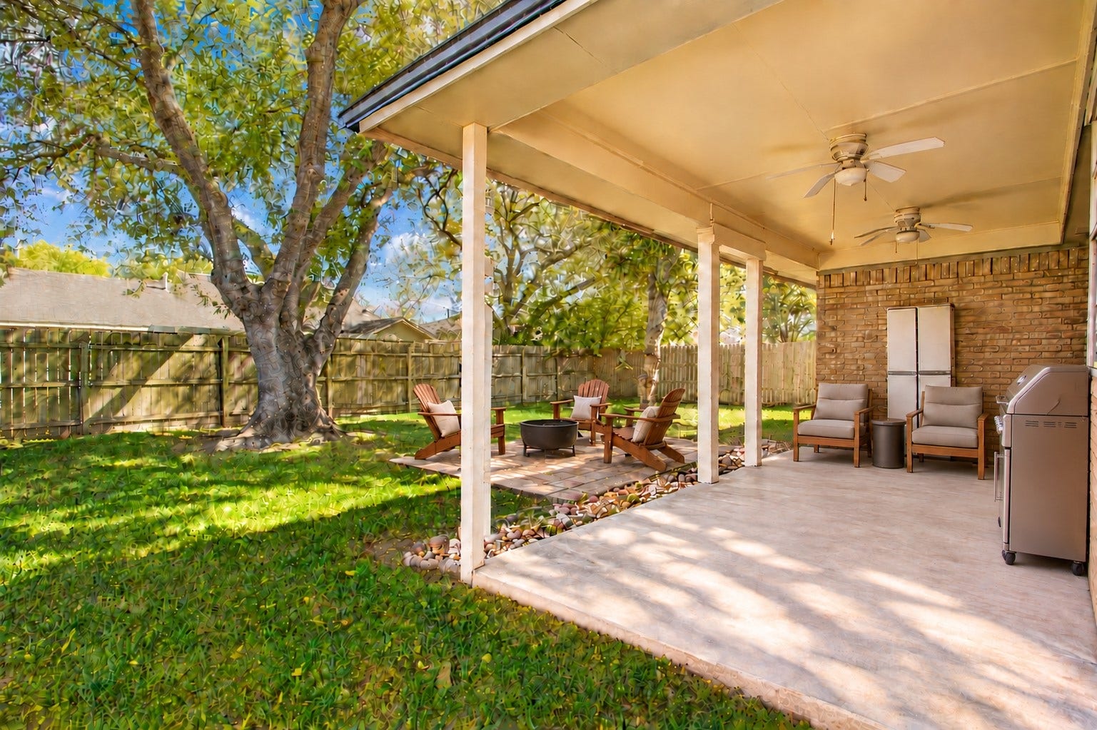 15127 Mcconn Street, Houston, TX 77598 Another view of the patio and yard *virtually staged*
