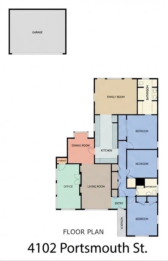 4102 Portsmouth Avenue, Houston, TX 77027 Floorplan of 4102 Portsmouth St.