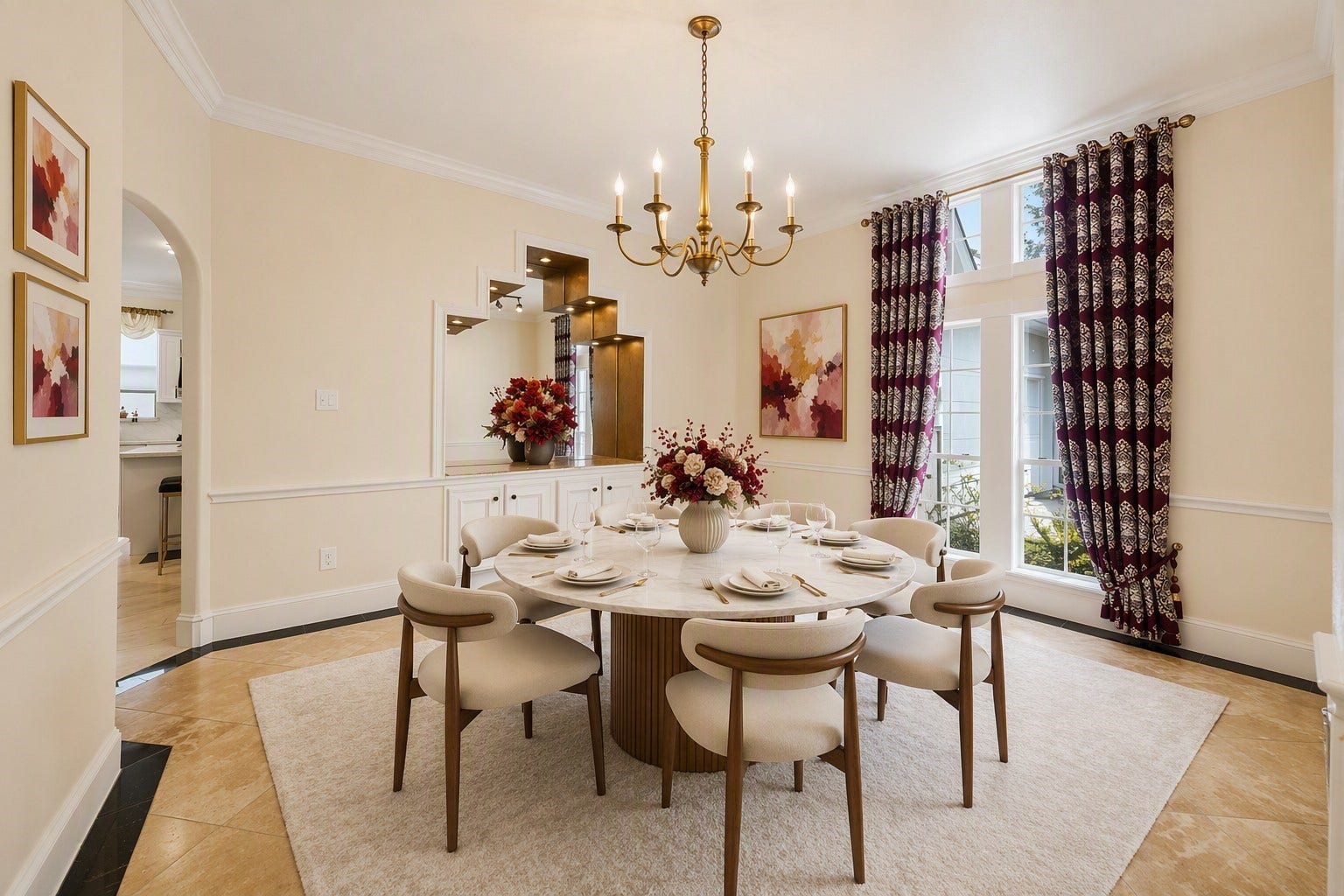 1606 Clearwater Creek Drive, Sugar Land, TX 77478 The formal dining room, virtually staged, with ample room for entertaining a crowd.