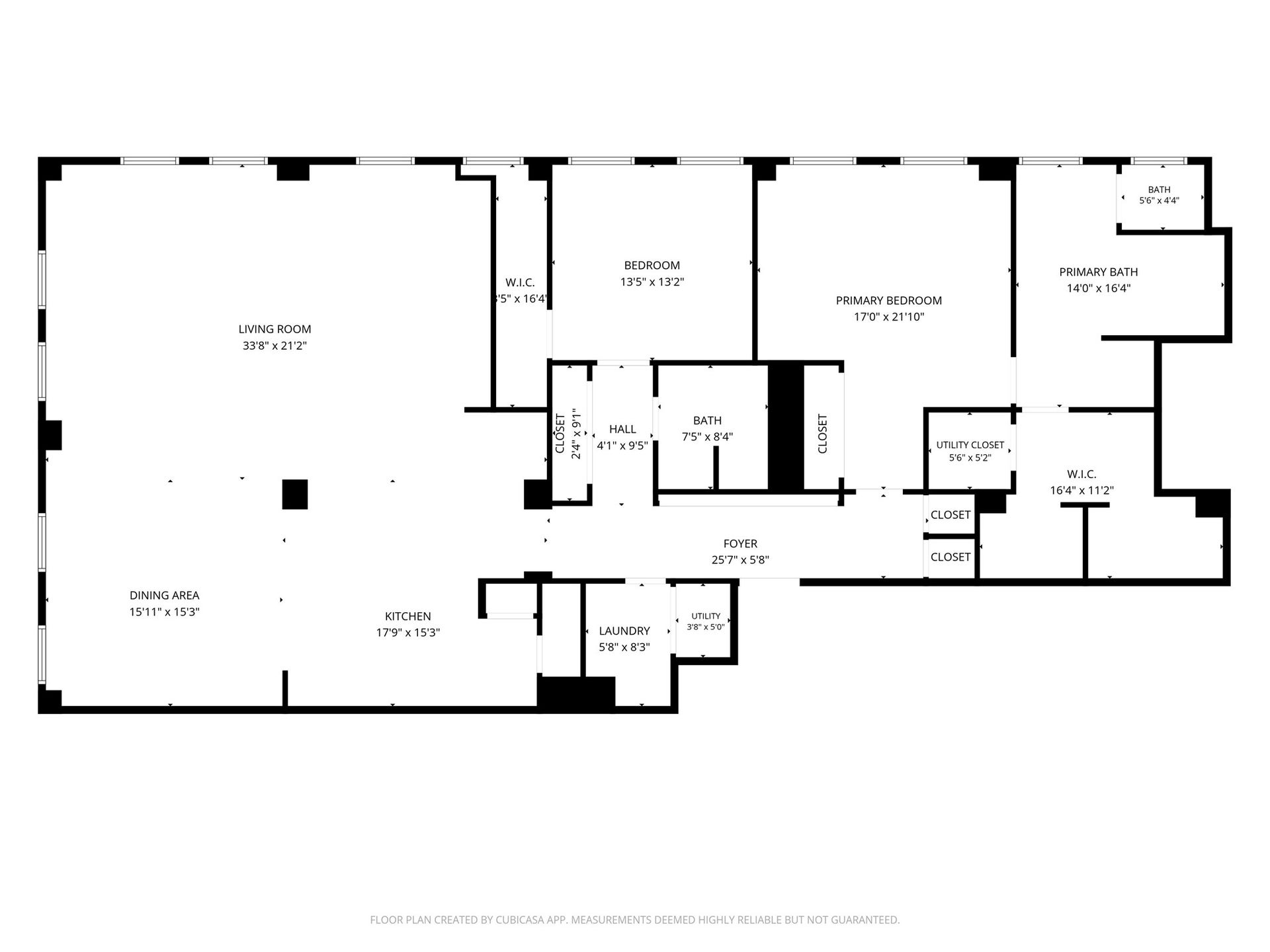 914 Main Street, #801, Houston, TX 77002 801 Floor Plan with approximate dimensions