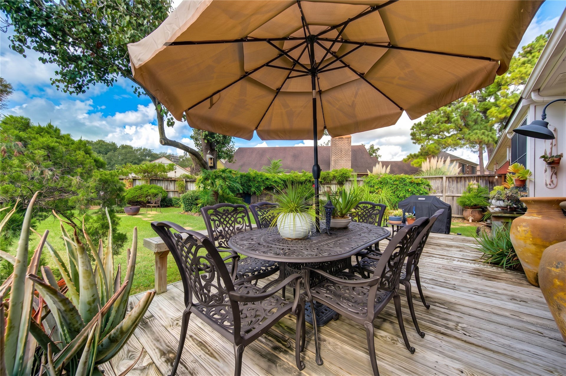 6839 Hertford Park Drive, Houston, TX 77084 The deck provides an inviting setting for outdoor dining and relaxed gatherings.