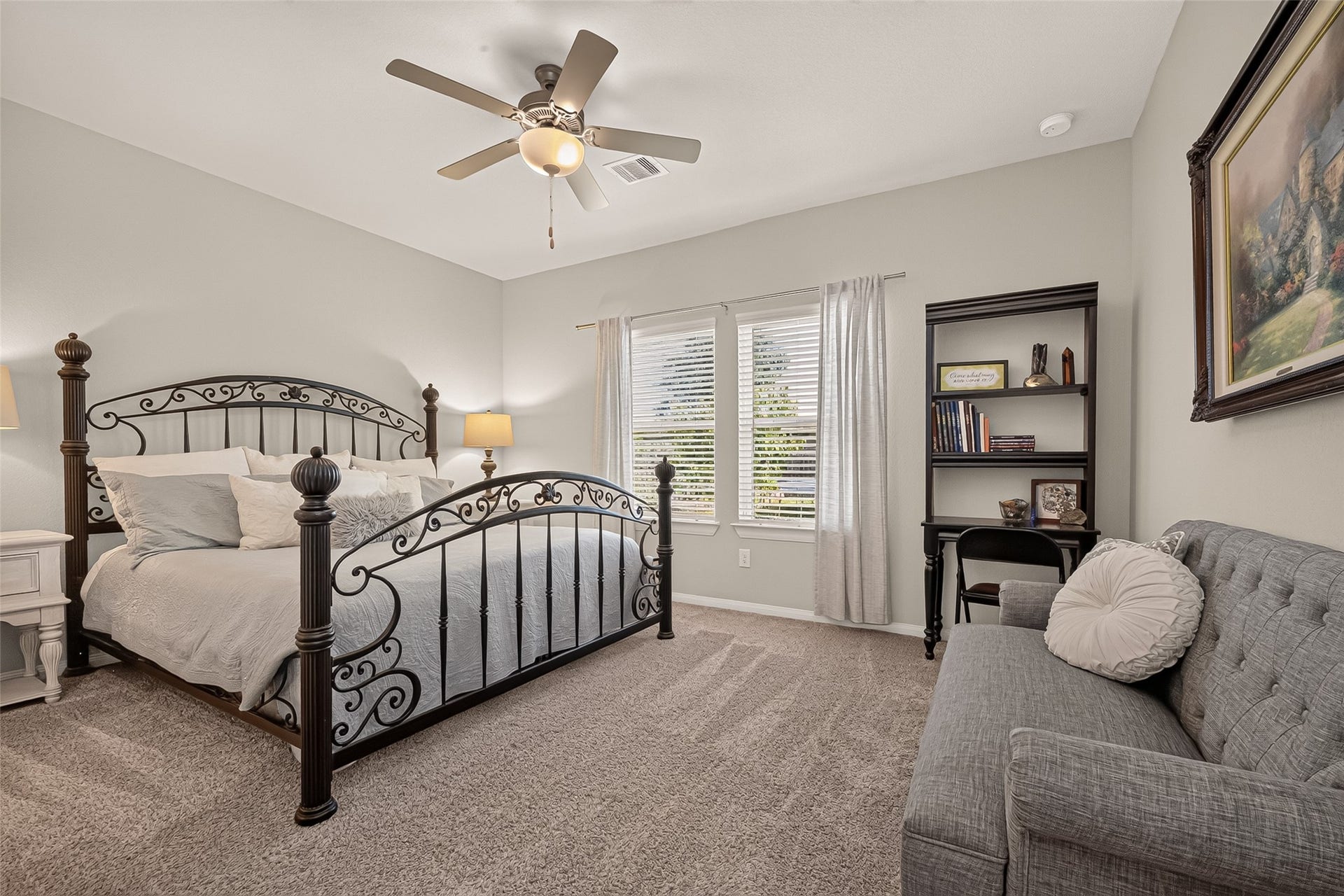2321 W Winding Pines Drive, Tomball, TX 77375 The Primary suite is located on the first floor at the back of the house overlooking the backyard.