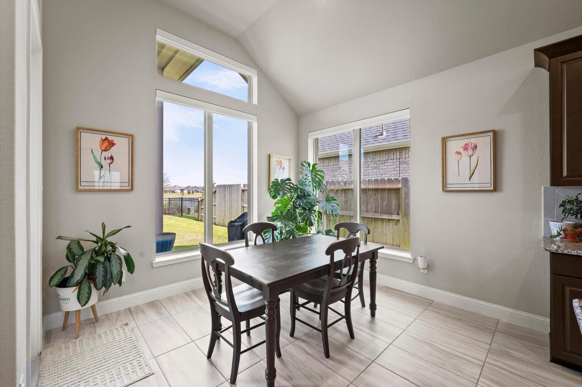 Bright breakfast area overlooking the lake.