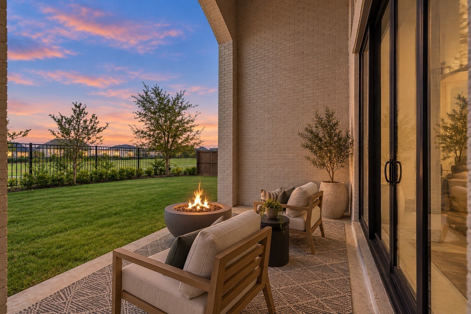 6718 Waxbill Road, Katy, TX 77493 The covered patio is perfect for your outdoor living space! It connects to the main living area through the sliding glass doors, making it easy for indoor-outdoor living. *This photo has been virtually staged.