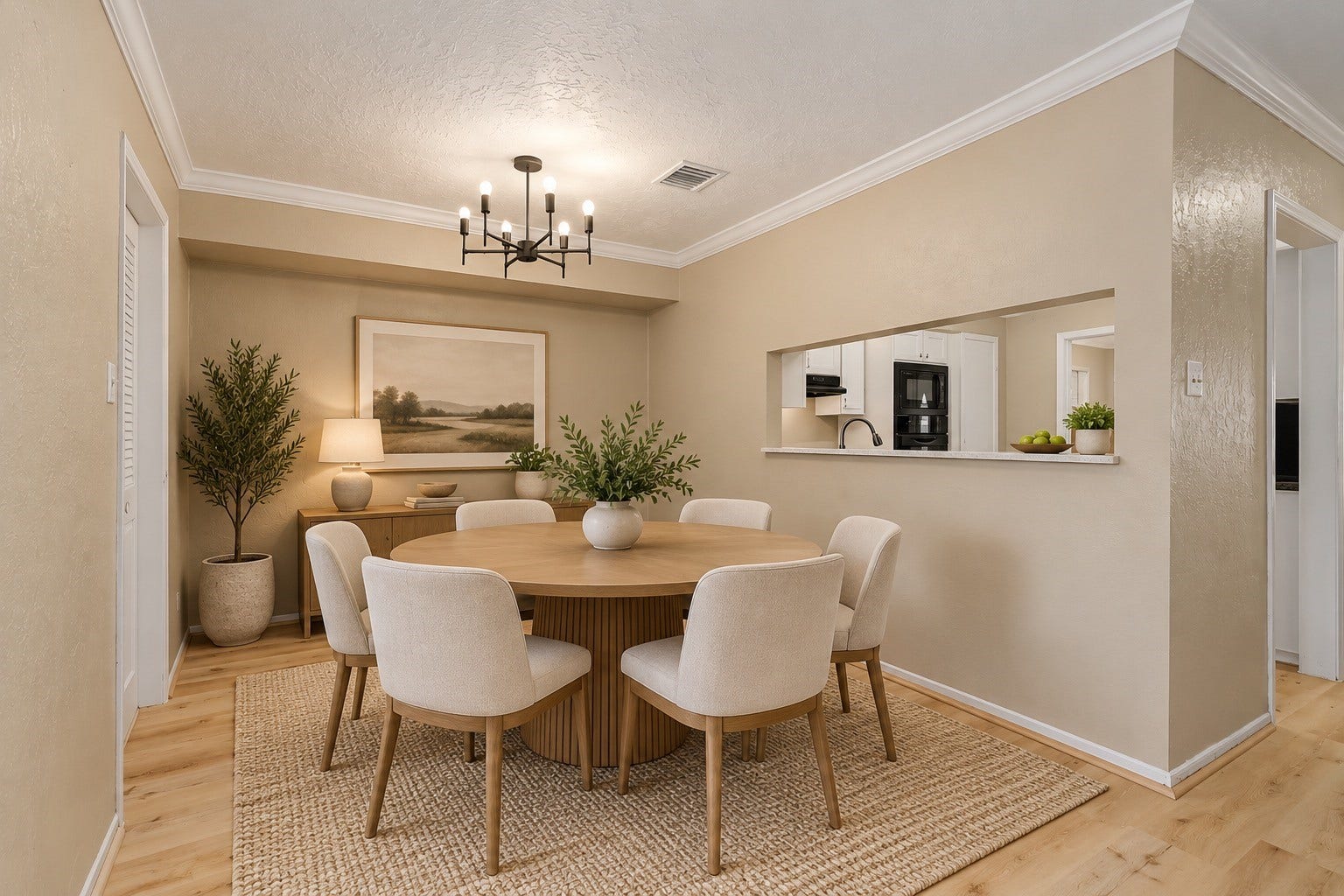 Virtually staged breakfast room
