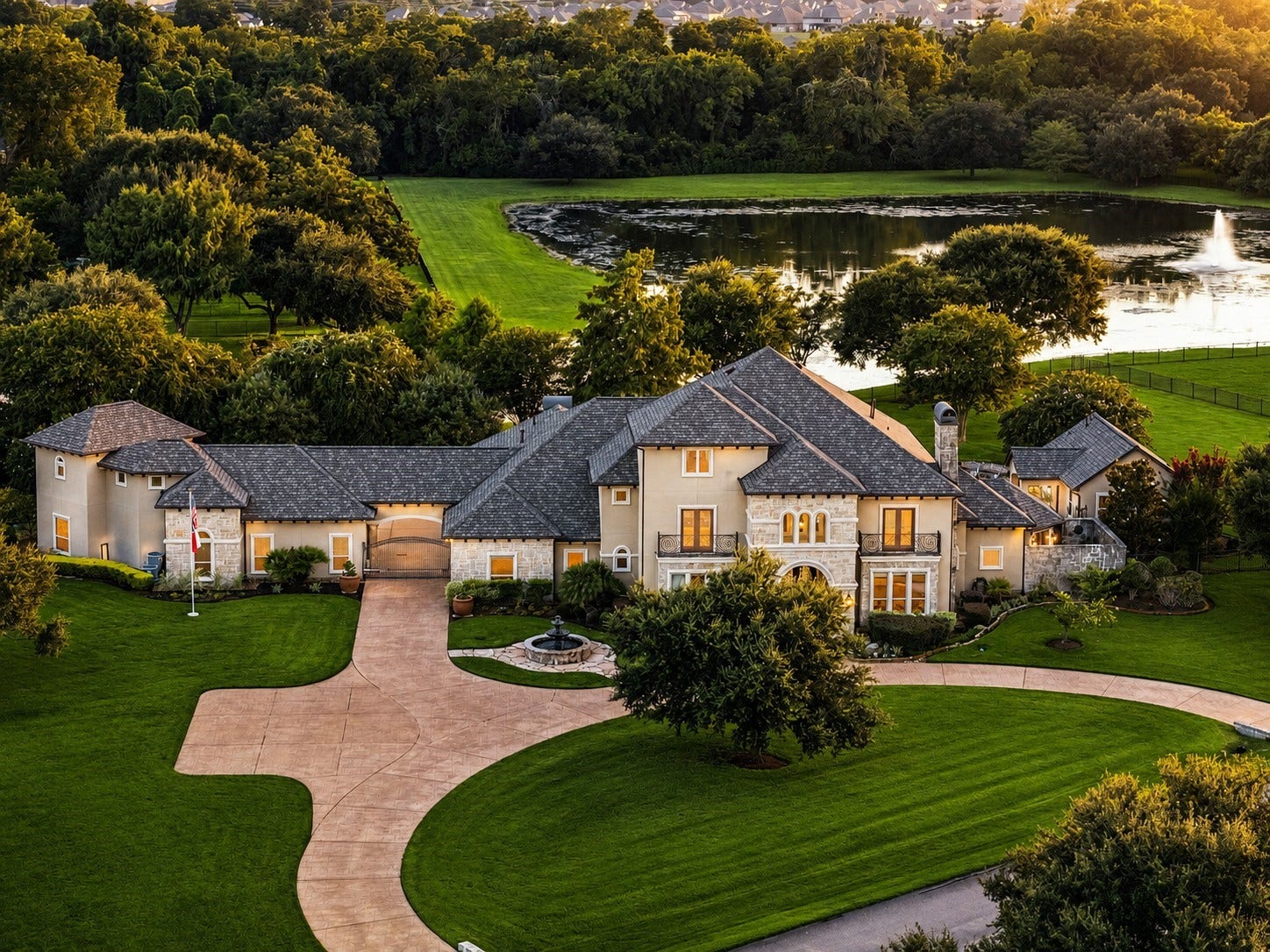 2811 Hinkles Ferry, Richmond, TX 77406 Welcome home to this 2.3 acre estate on the lake with privacy and no back neighbors.