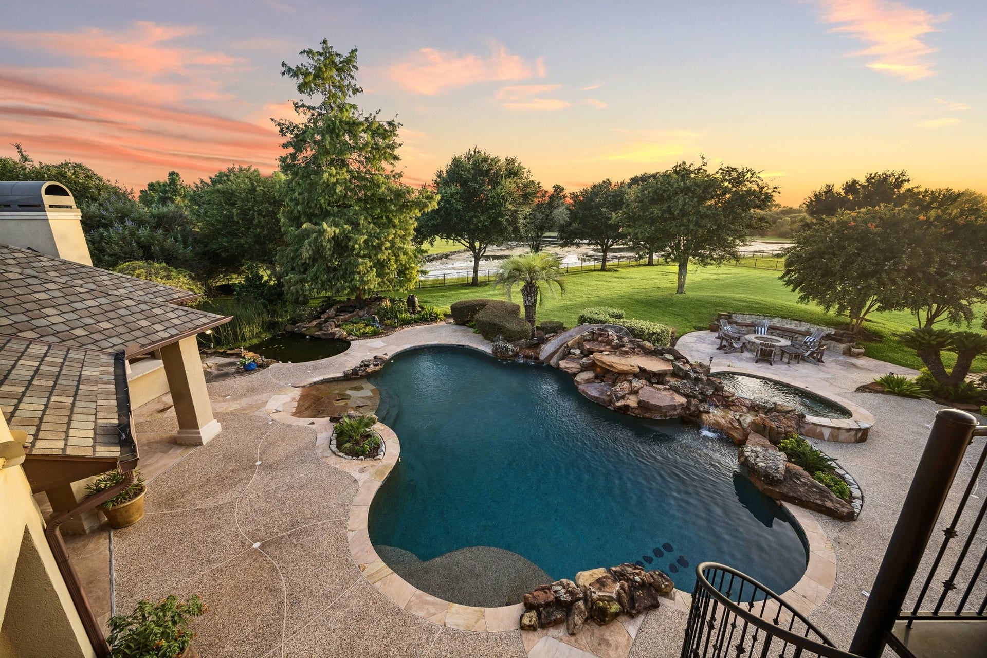 2811 Hinkles Ferry, Richmond, TX 77406 Dream backyard with pool, firepit, koi pond with mature koi