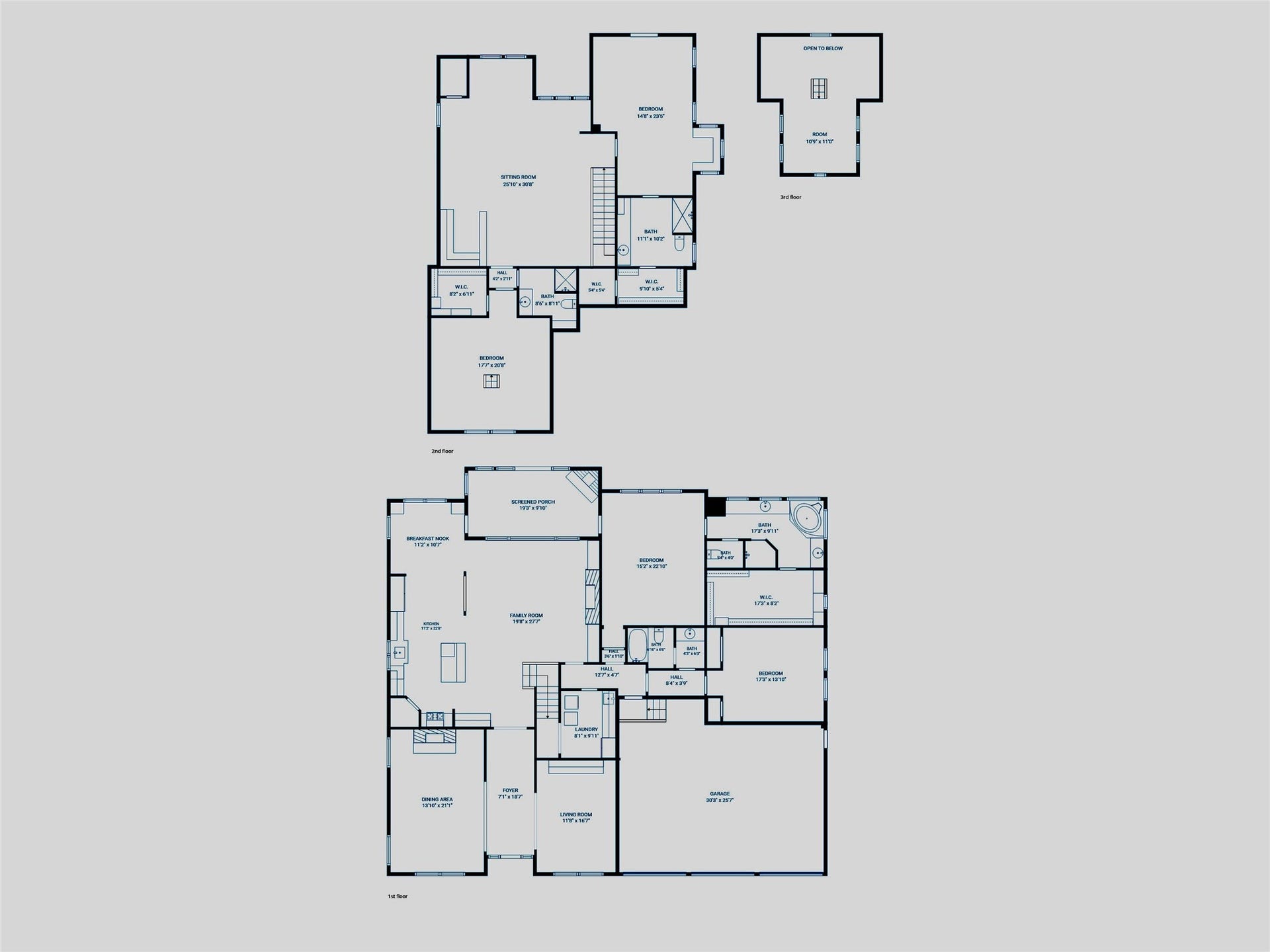 13110 Tosca Lane, Houston, TX 77079 Floor plan for first and second floor and loft.
