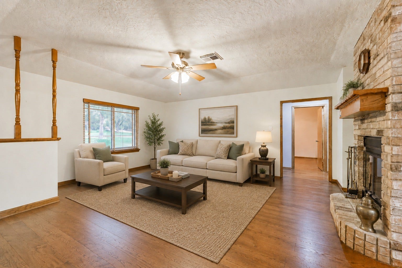 252 Springs Edge Drive, Montgomery, TX 77356 Virtually staged living room.