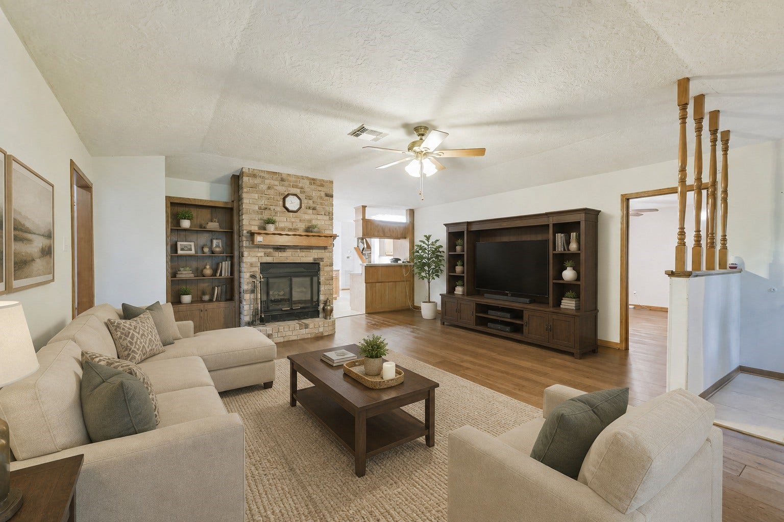 252 Springs Edge Drive, Montgomery, TX 77356 Virtually staged living room.