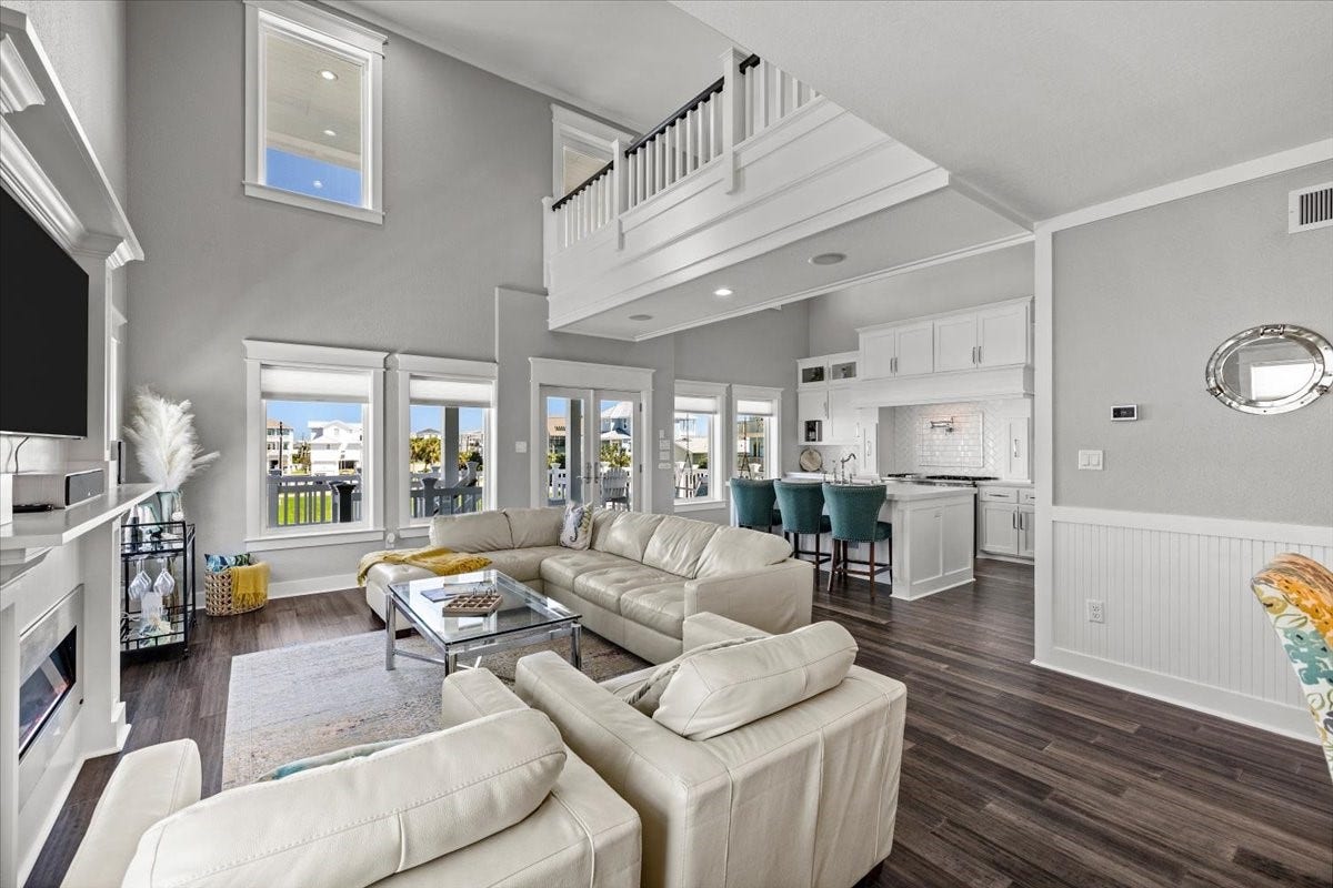 3728 Sabrina, Galveston, TX 77554 The entire family can be together in the open living/dining/kitchen space