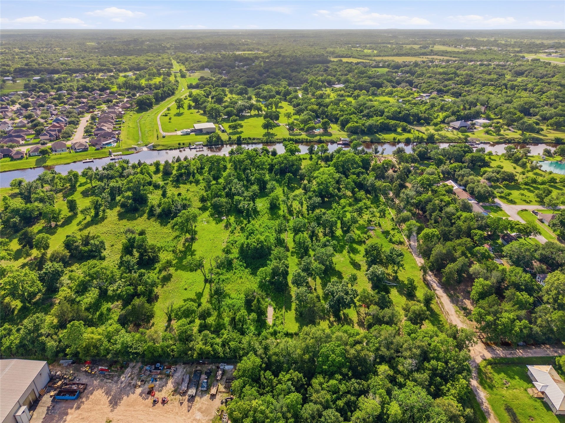 7326 Custer Street, Hitchcock, TX 77563 Beautiful green acreage with direct canal access.