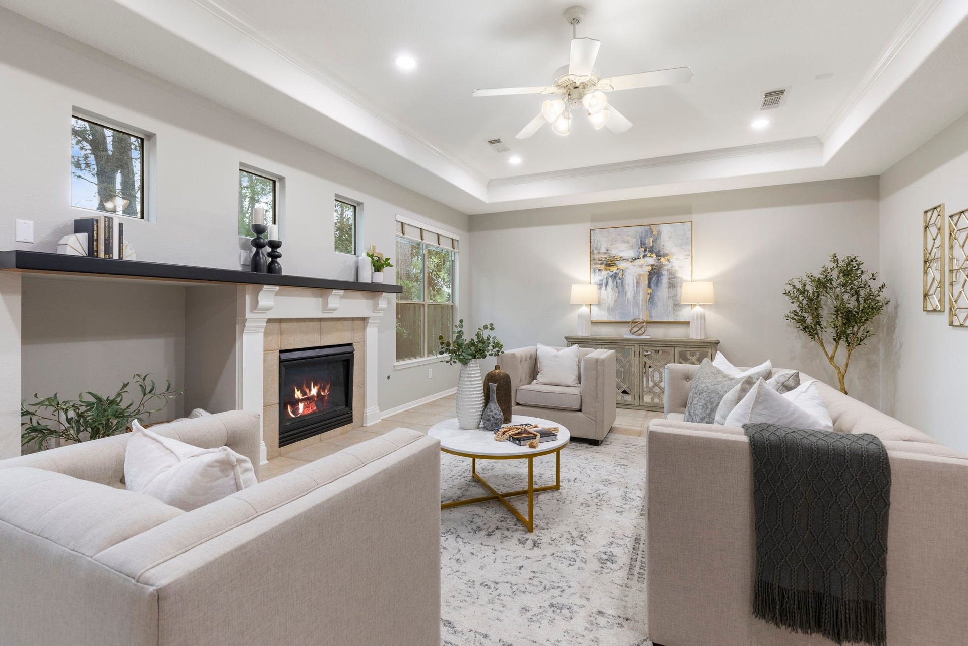 3 S Altwood Circle, The Woodlands, TX 77382 There is a wonderful mantle with custom built in features.