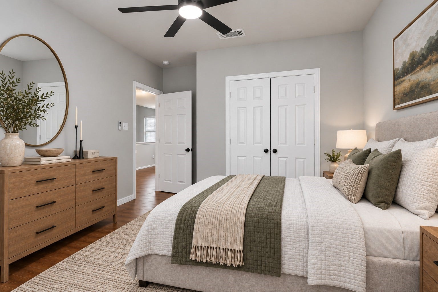 10023 Checkerberry Park Lane, Tomball, TX 77375 Virtually Staged: This well-proportioned secondary bedroom features dedicated built-in closet storage and smooth floor transitions that extend into the main living areas.