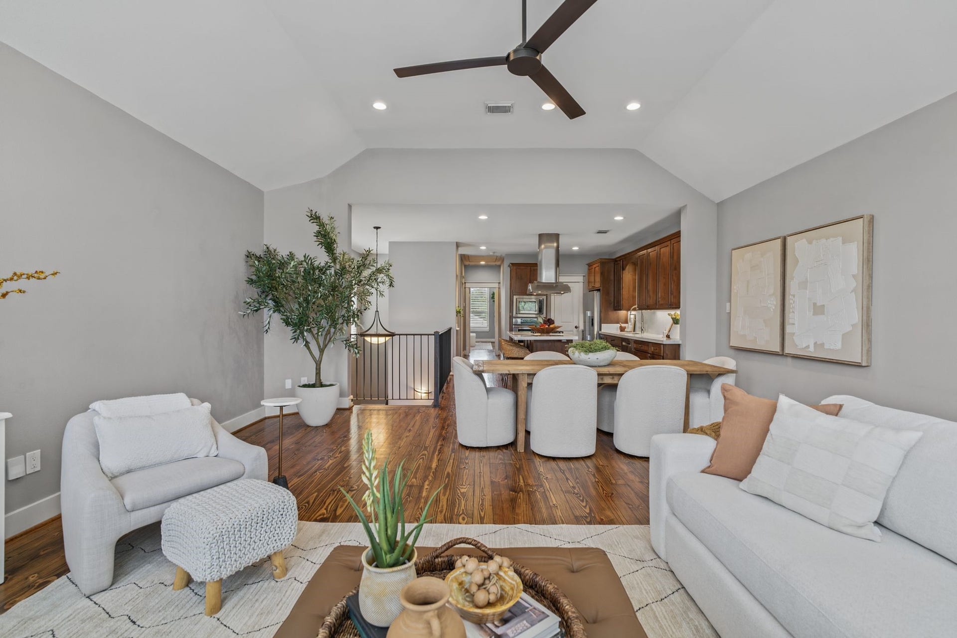 1517 Blair Street, Houston, TX 77008 An open layout creates a seamless flow between the living, dining, and kitchen areas.