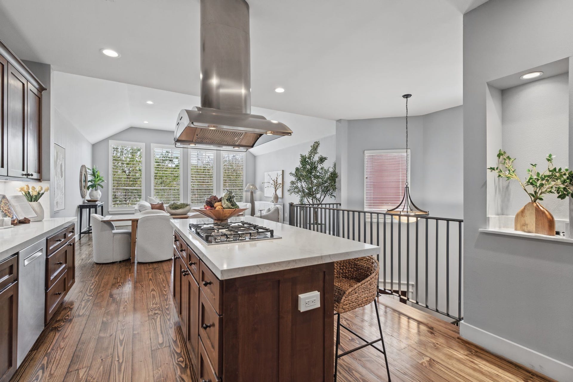 1517 Blair Street, Houston, TX 77008 Another perspective from the kitchen highlights the seamless connection to the dining and living areas.