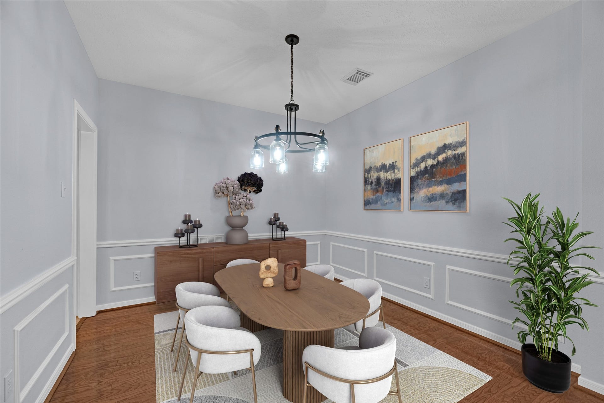 virtually staged formal dining room