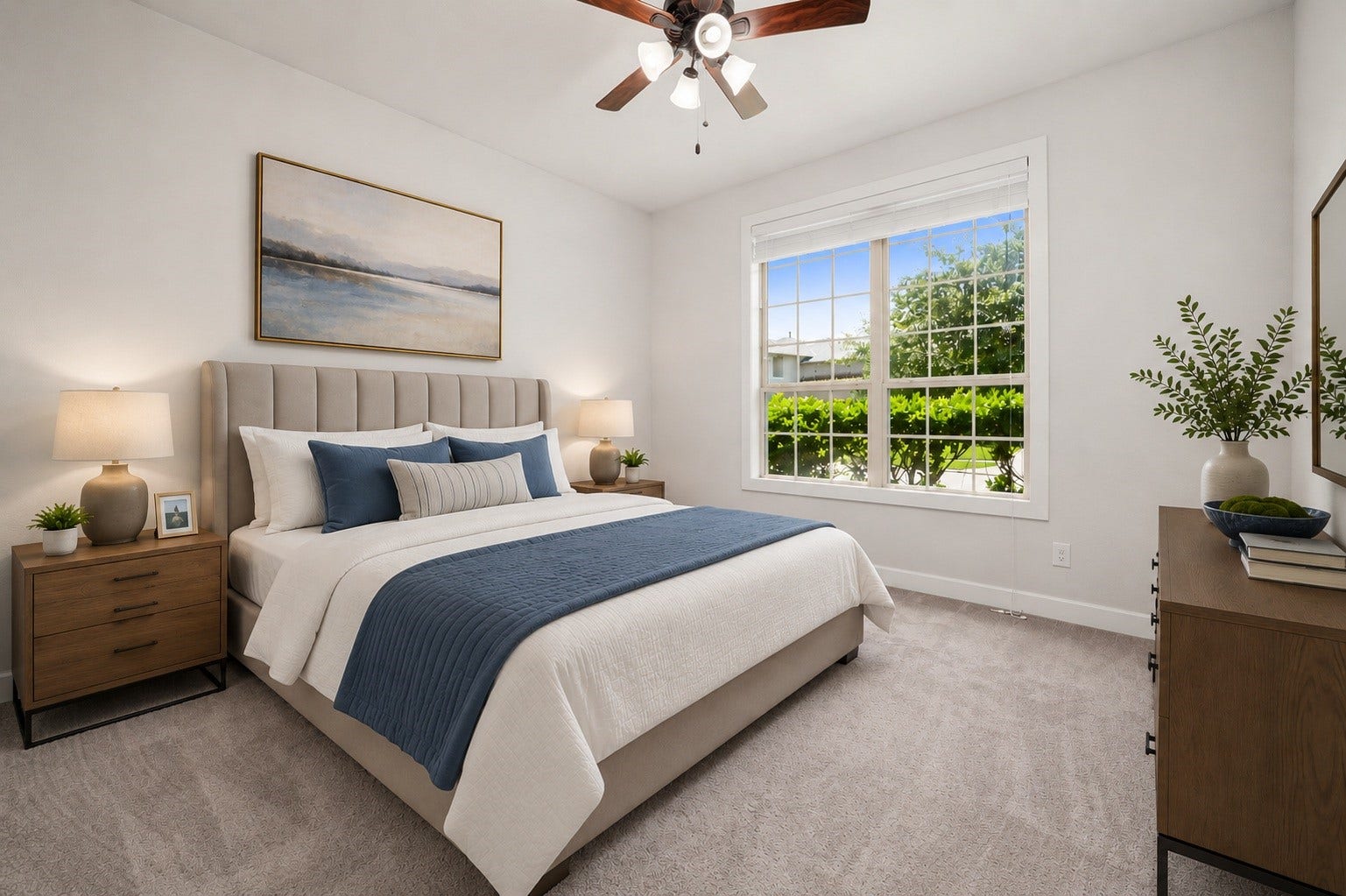 3622 Sage Hollow Drive, Spring, TX 77386 Perfect for multi-generational living or out-of-town visitors, this private first-floor secondary guest bedroom offers convenient single-level access, neutral tones, and plush carpet. Virtually staged.