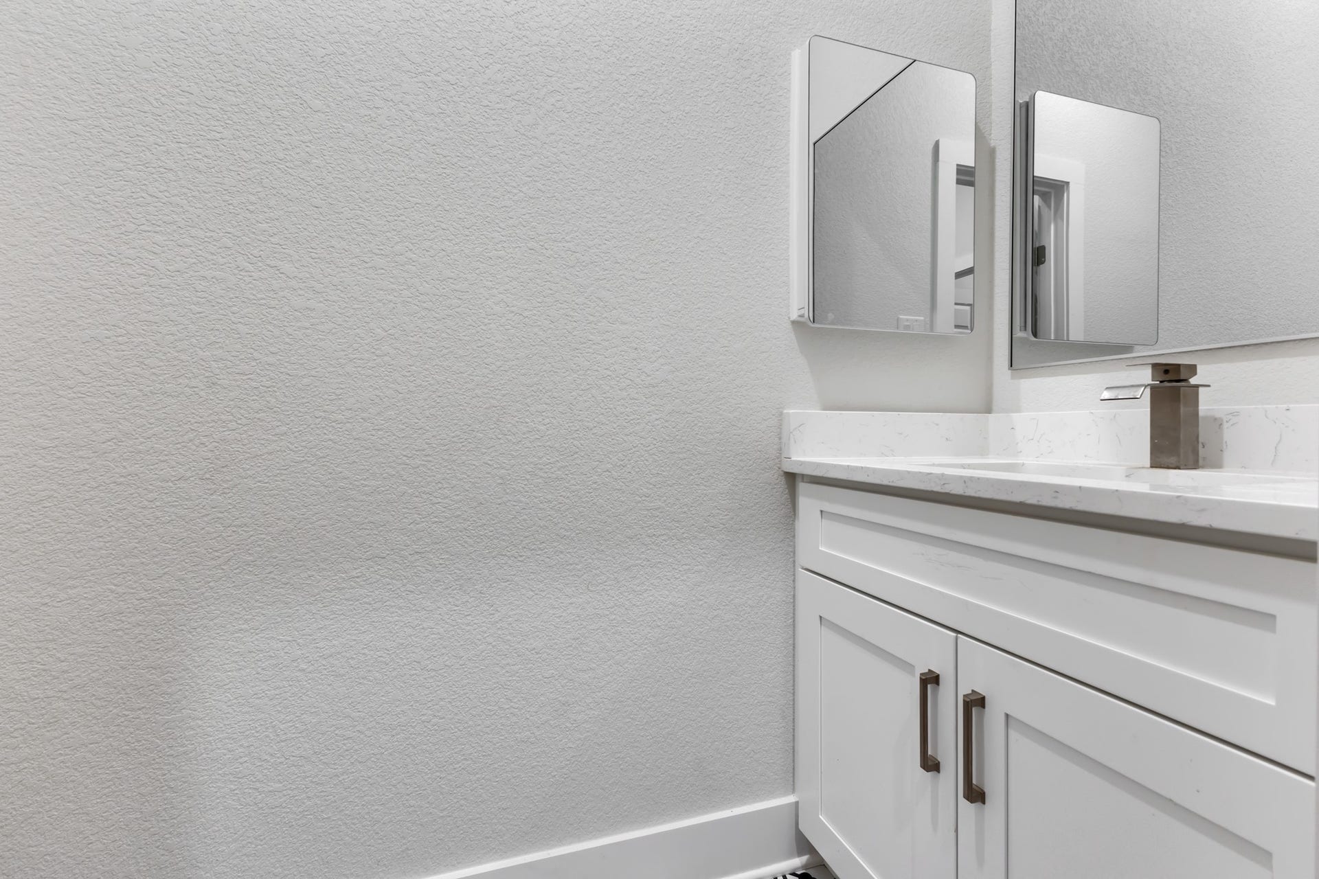 Guest Half Bathroom with Vanity, Mirror and Medicine Cabinet