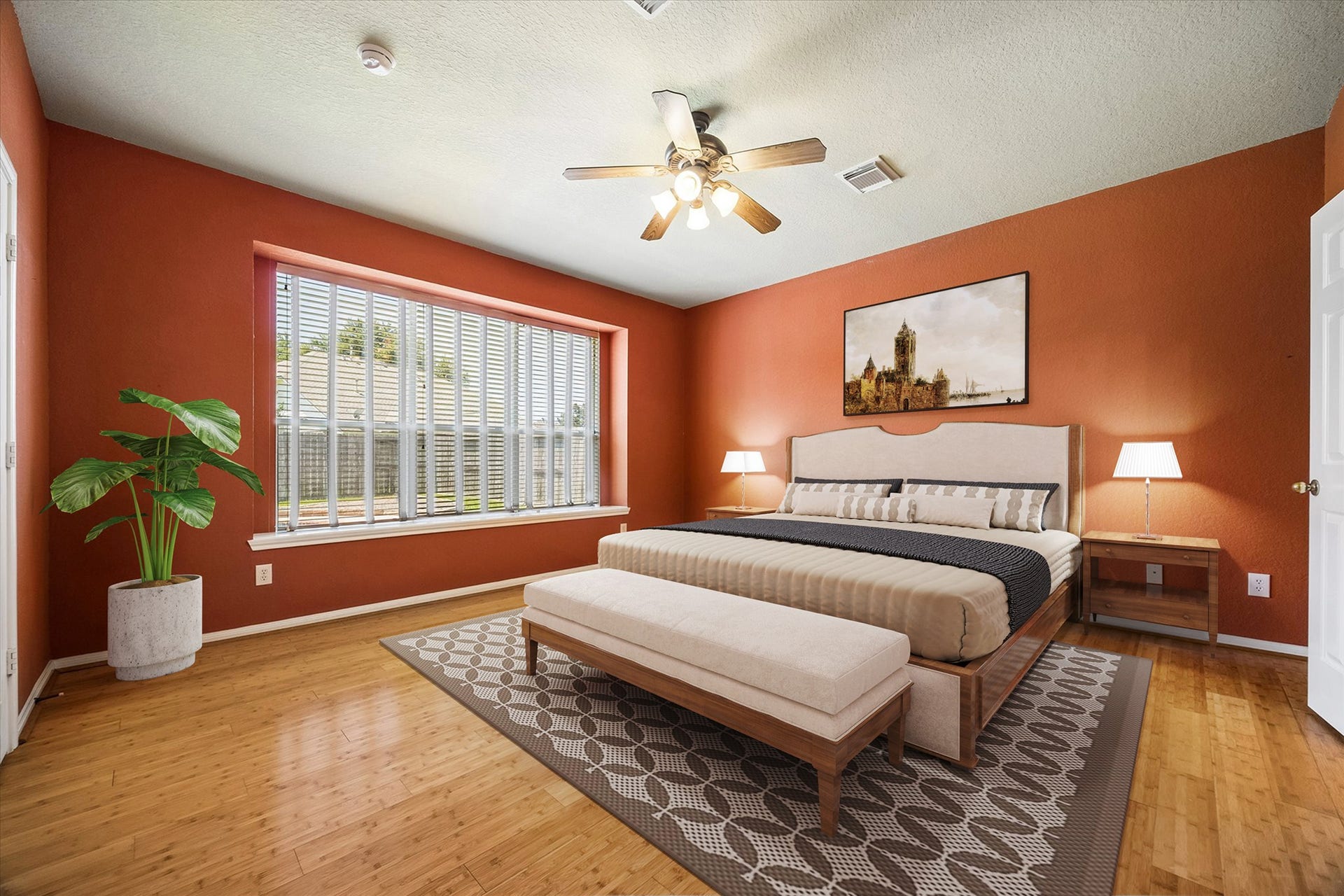 2843 Five Oaks Drive, Missouri City, TX 77459 Stretch out and unwind in this roomy owners retreat, where a large window fills the space with natural light and a deep window ledge adds a charming architectural touch.
