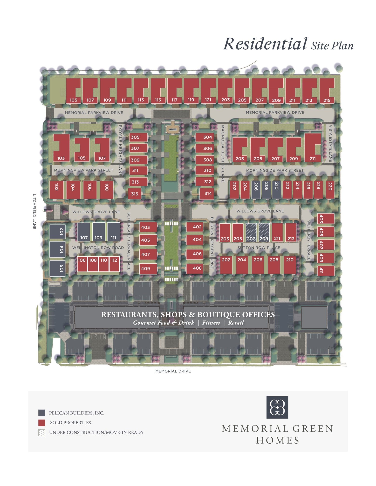 209 Sutton Row Place, Houston, TX 77024 Memorial Green site plan, the luxury gated community in the heart of Memorial!