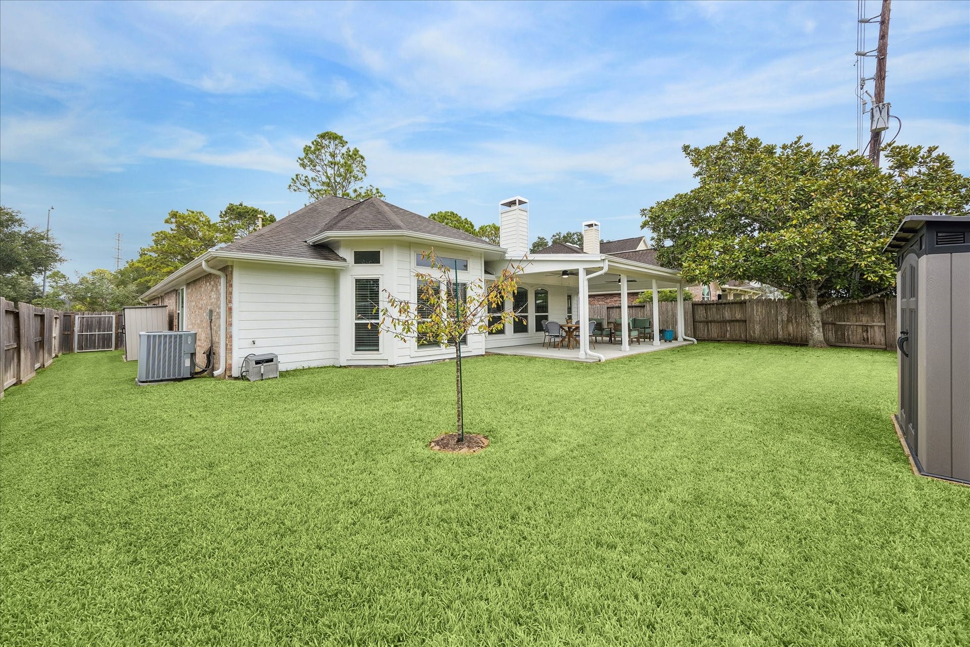 4114 Stonehurst Drive, Pearland, TX 77584 Privacy, space, and serenity! With no back neighbors, this beautifully maintained backyard offers a peaceful setting to relax, entertain, or simply enjoy the outdoors. The perfect finishing touch to a truly exceptional home!