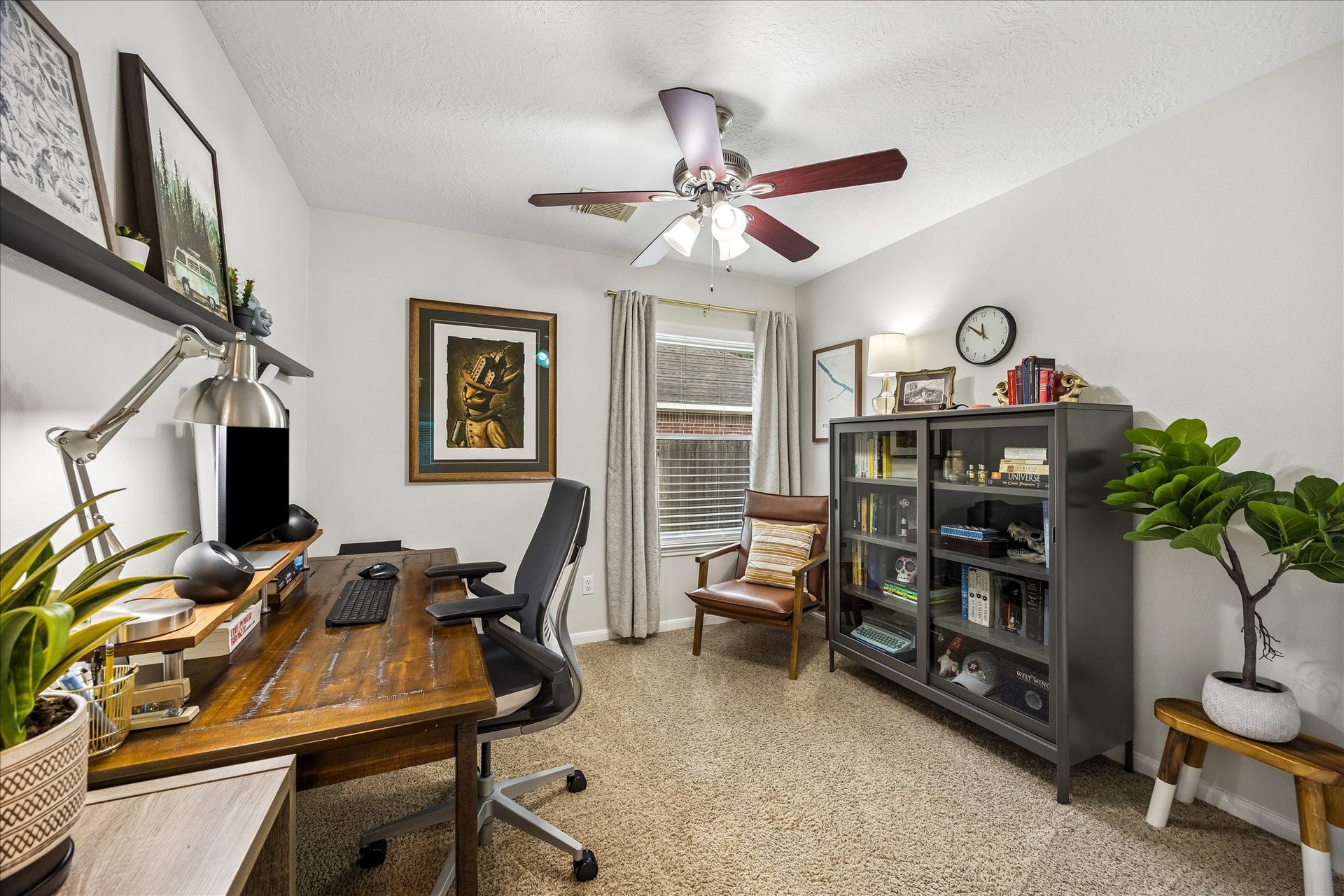 4114 Stonehurst Drive, Pearland, TX 77584 Work from home in style! Currently used as a home office, this versatile fourth bedroom offers a spacious, comfortable setting for productivity, with plenty of room for desks, shelving, and organization. Easily adaptable to suit your needs!