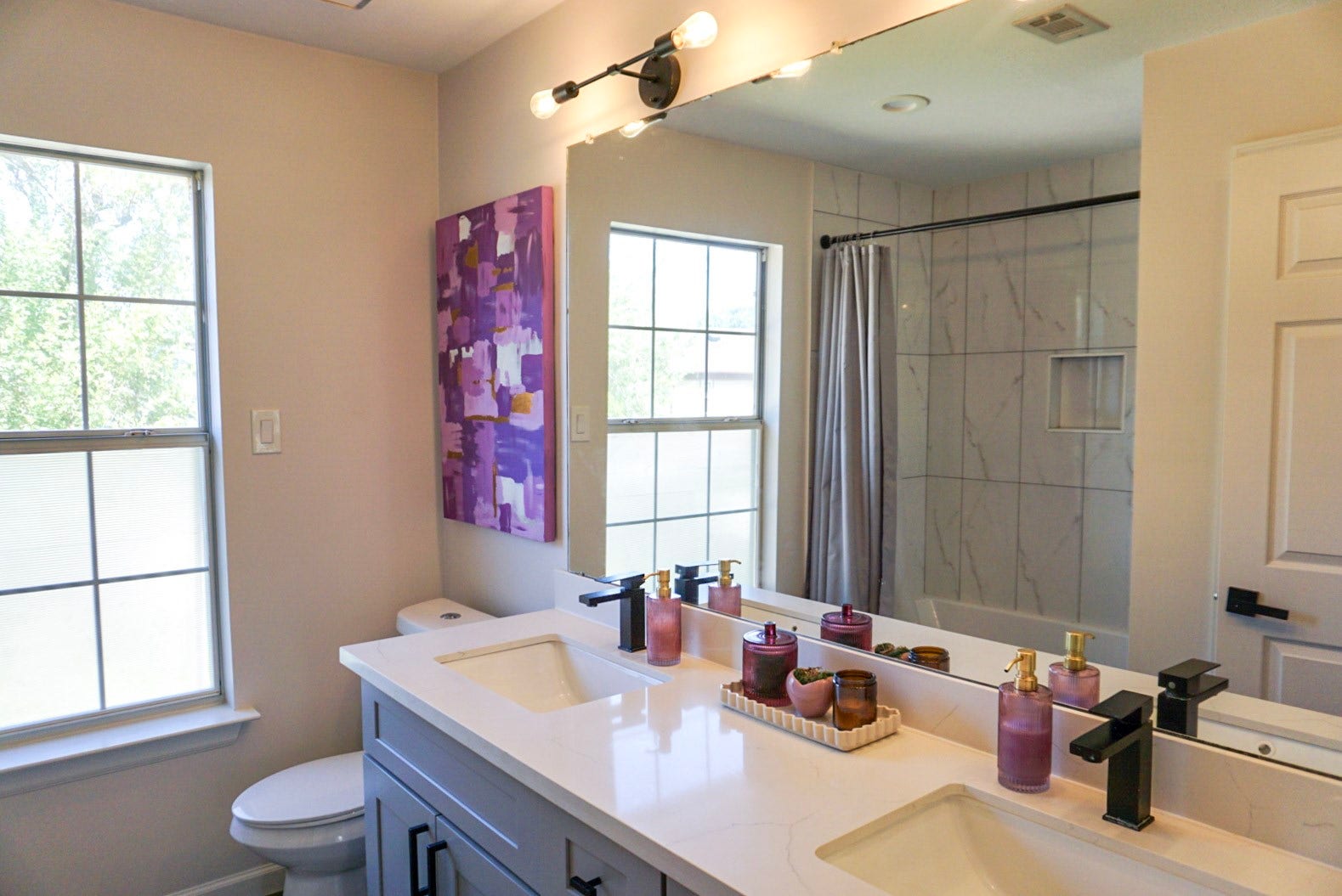 16910 Poplar Hill Street, Houston, TX 77095 Secondary bathroom upstairs, with double vanity sink