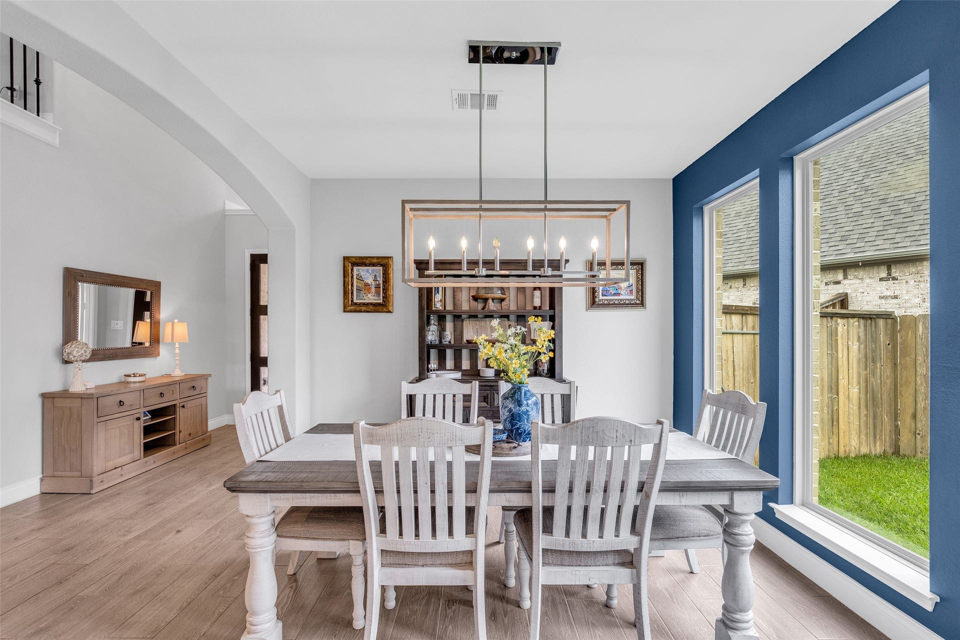 Dedicated formal dining with wall of windows