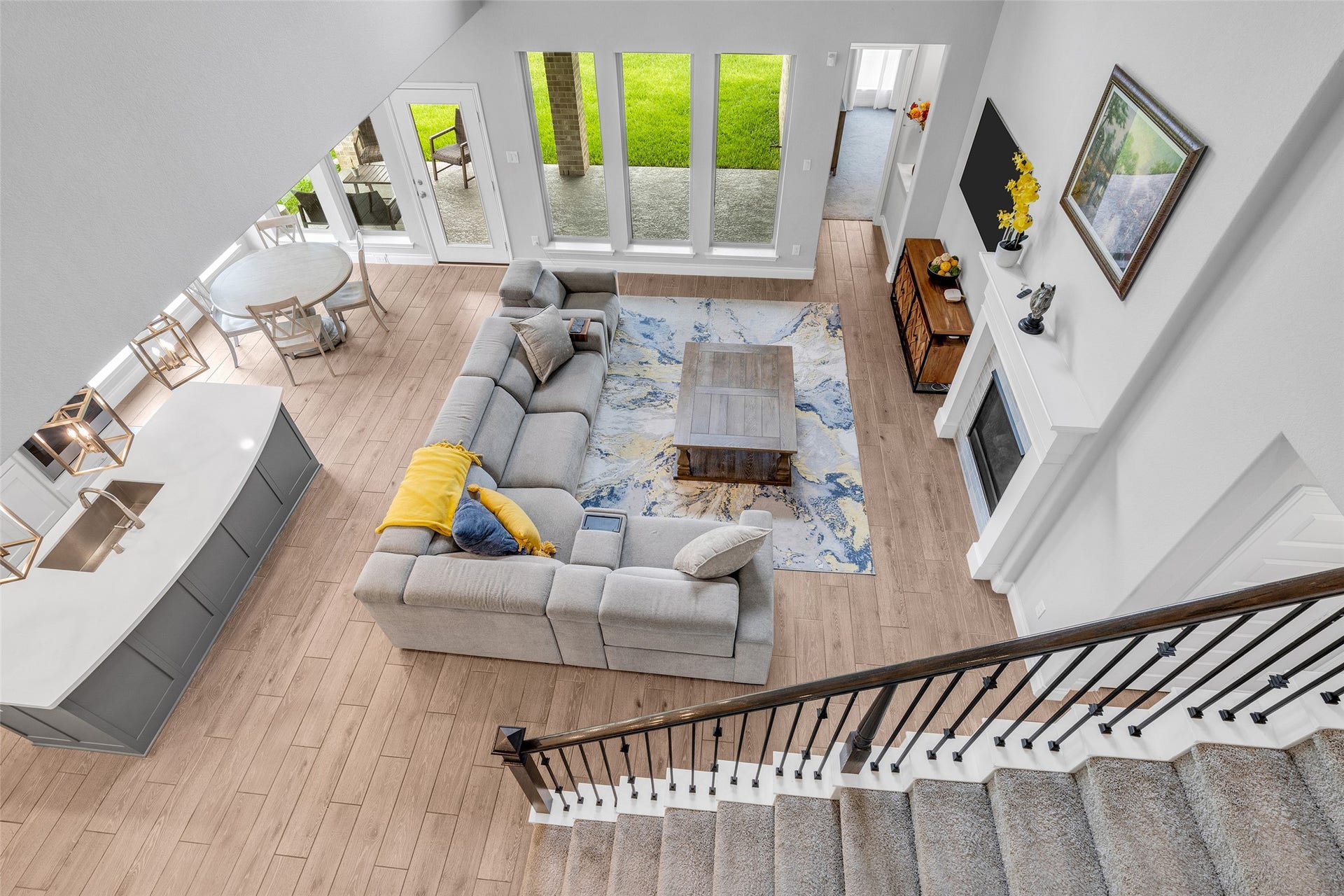Game room overlooks the family room & kitchen