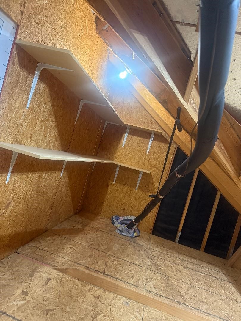 5182 Echo Falls Drive, Alvin, TX 77511 A lot of thought has gone into outfitting this attic for all your storage needs. It can easily house seasonal decor, heirlooms and more. The walk-in door makes access a breeze!