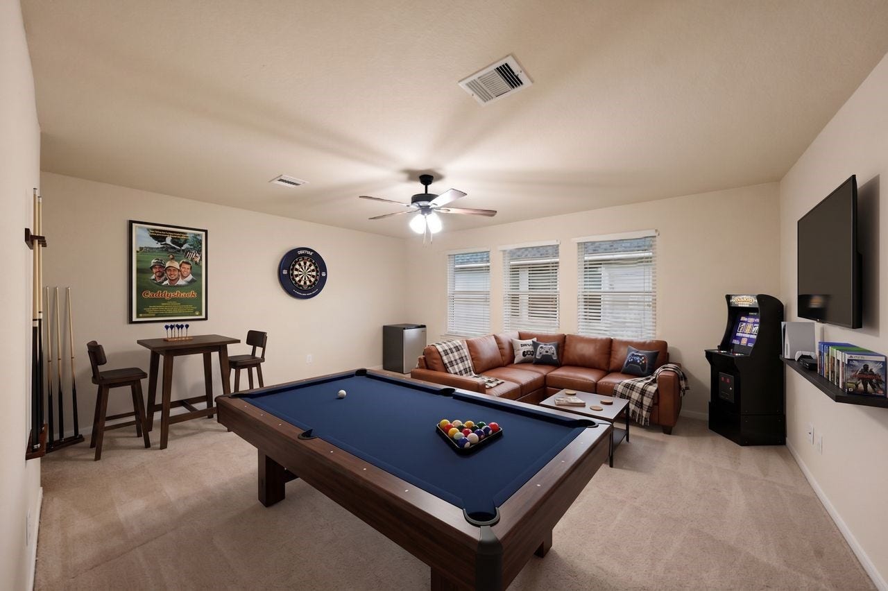 5182 Echo Falls Drive, Alvin, TX 77511 Game room can easily fit a sitting area along with pool table or any kind of gaming or crafting table.