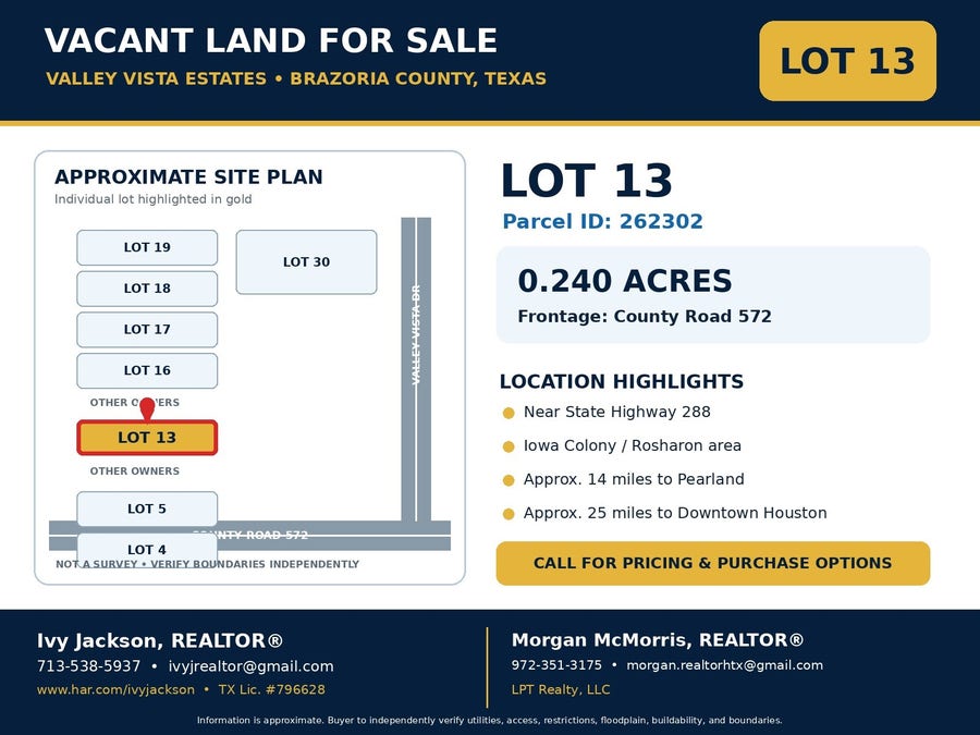 Property photo for Lot 13 County Rd 572, Rosharon, TX