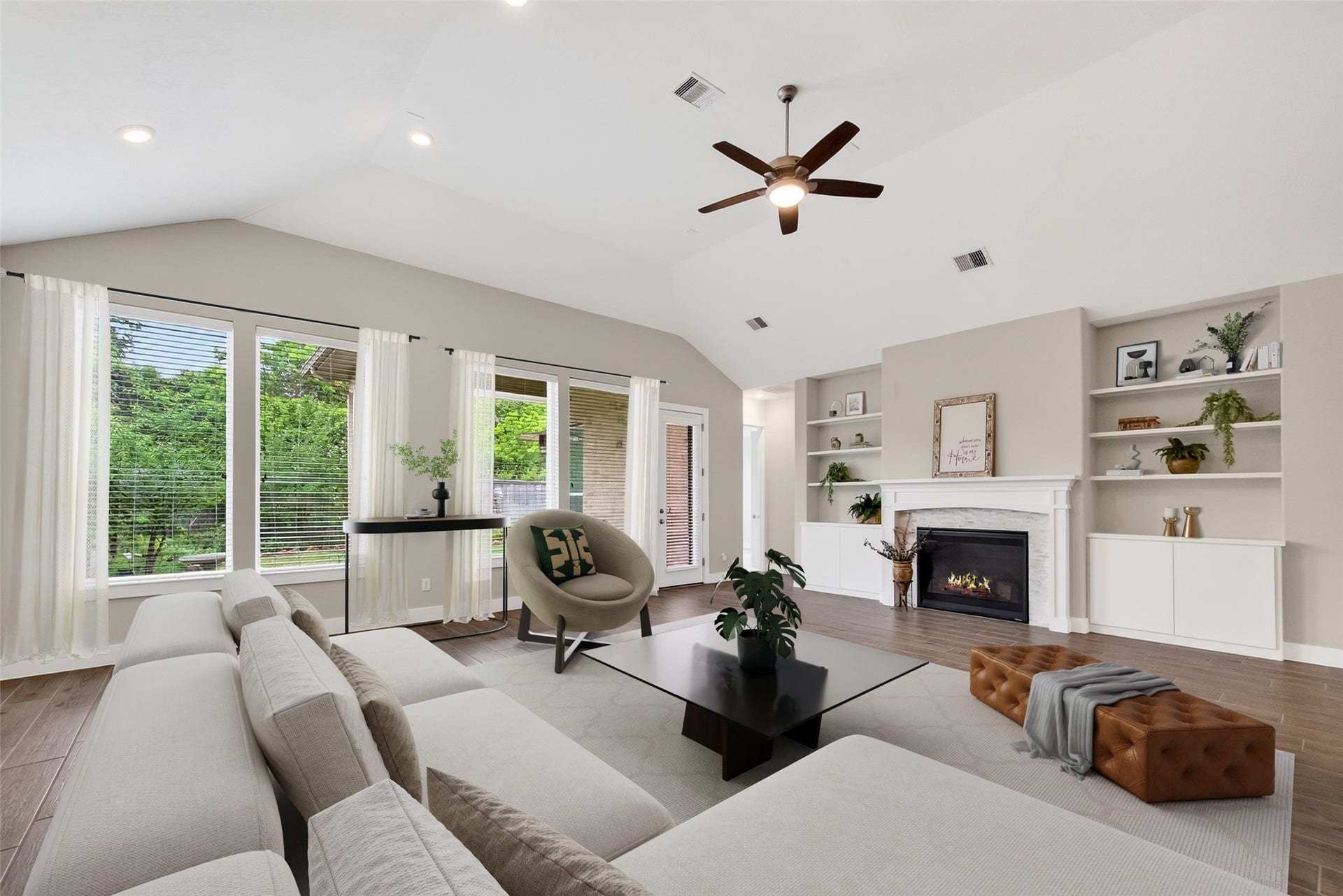 3415 Mckinney Ridge Drive, Houston, TX 77059 Virtually staged living room.