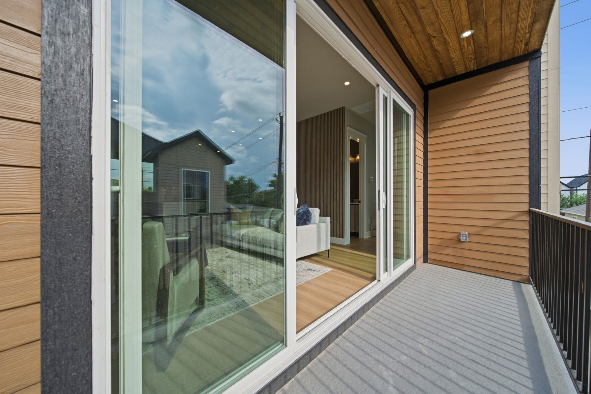covered balcony on second floor