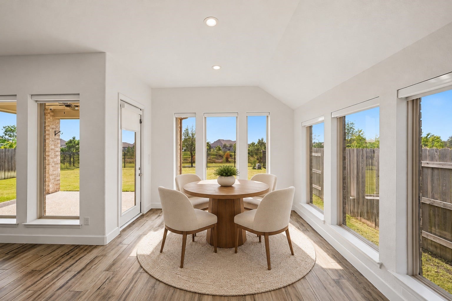 24919 Hibiscus Garden Way, Katy, TX 77493 Virtually Staged: Encircled by expansive windows, this sunlit alcove offers a bright, open feel with a seamless view of the outdoors.