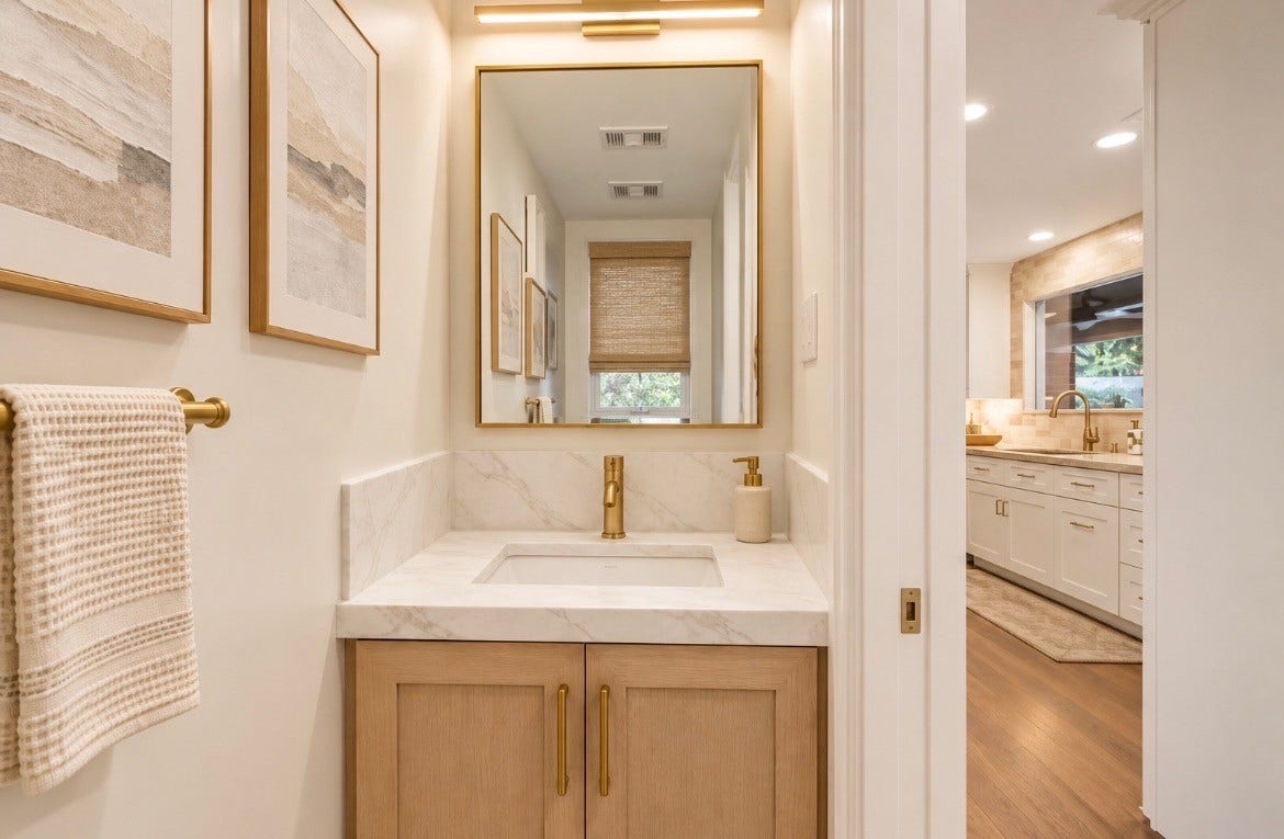 13723 Taylorcrest Road, Houston, TX 77079 Virtually reimagined powder room for inspirational purposes only