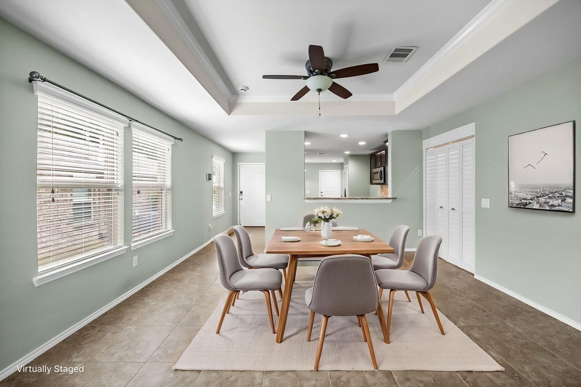Virtually staged dining area.